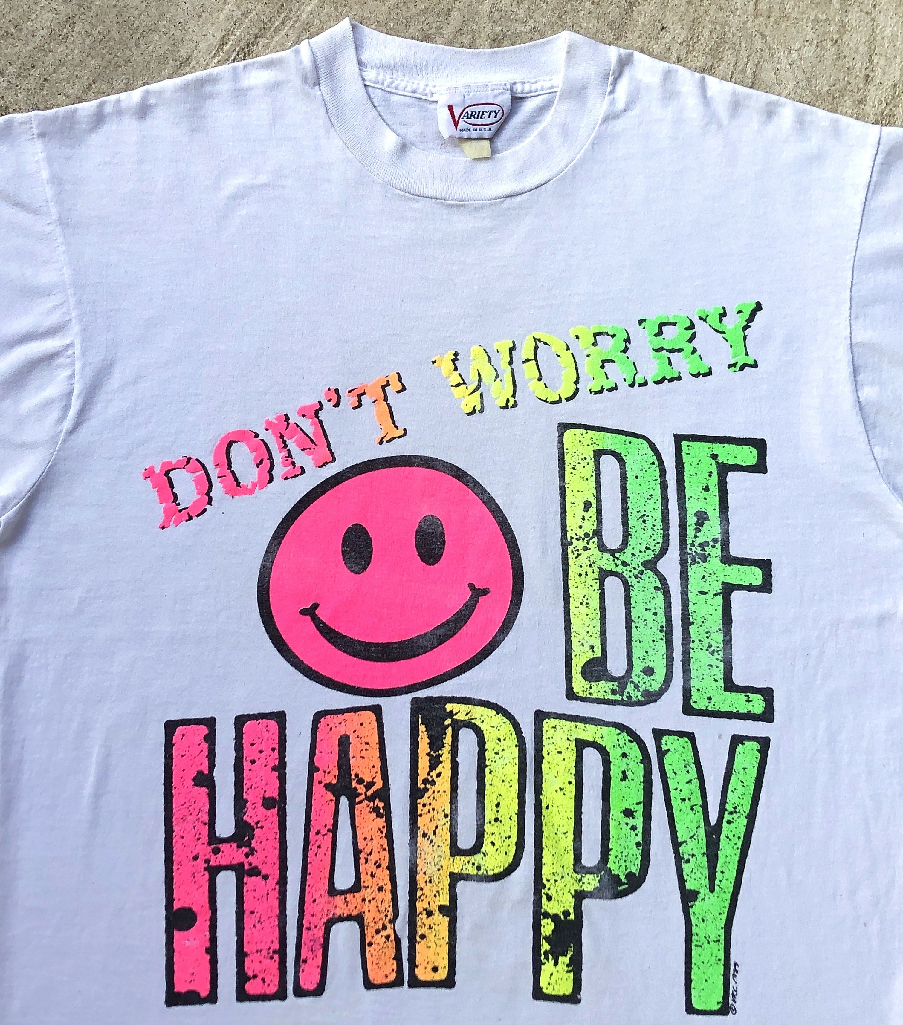 Vintage Vintage 80s DON'T WORRY BE HAPPY T-shirt Size US L / EU 52-54 / 3 - 2 Thumbnail