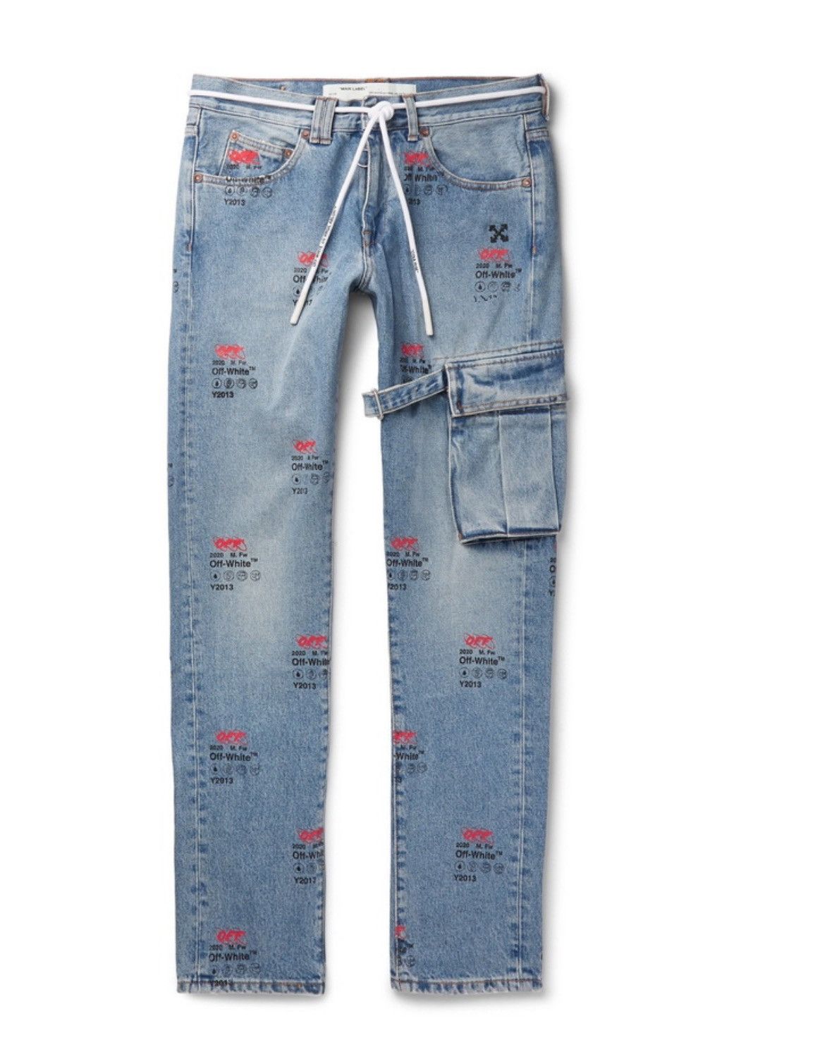 Off-White - Slim-Fit Printed Denim Jeans - Blue