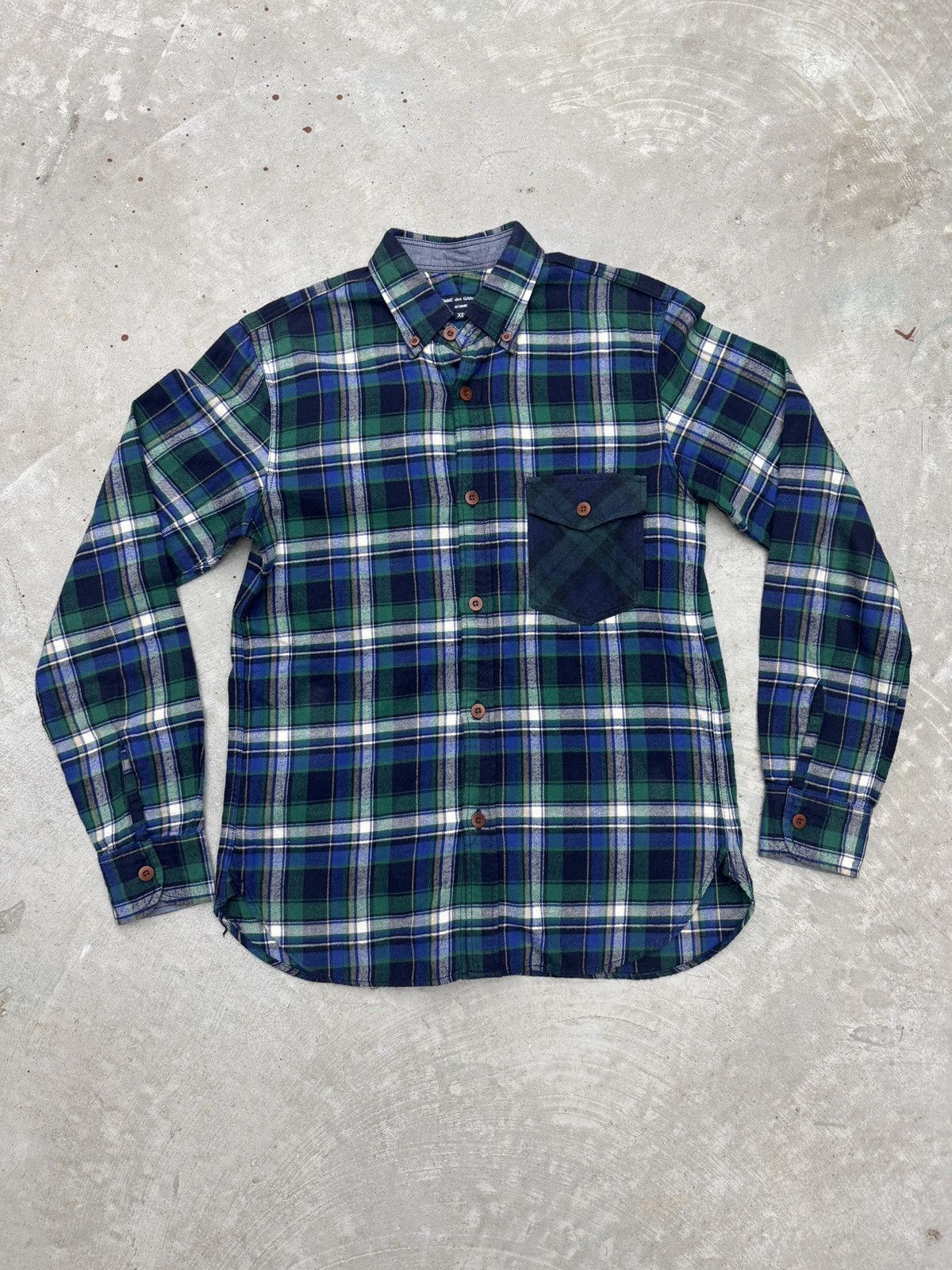 Comme des Garcons Homme Blue and Green Plaid Comme Des Garcon Homme Flannel ButtonUp Size US XS / EU 42 / 0 - 1 Thumbnail