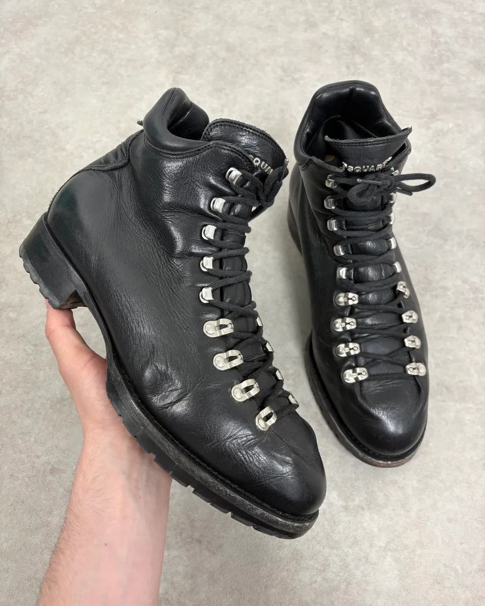 Dsquared2 2000s Dsquared2 Black Leather Hiking Boots Size US 11 / EU 44 - 1 Thumbnail
