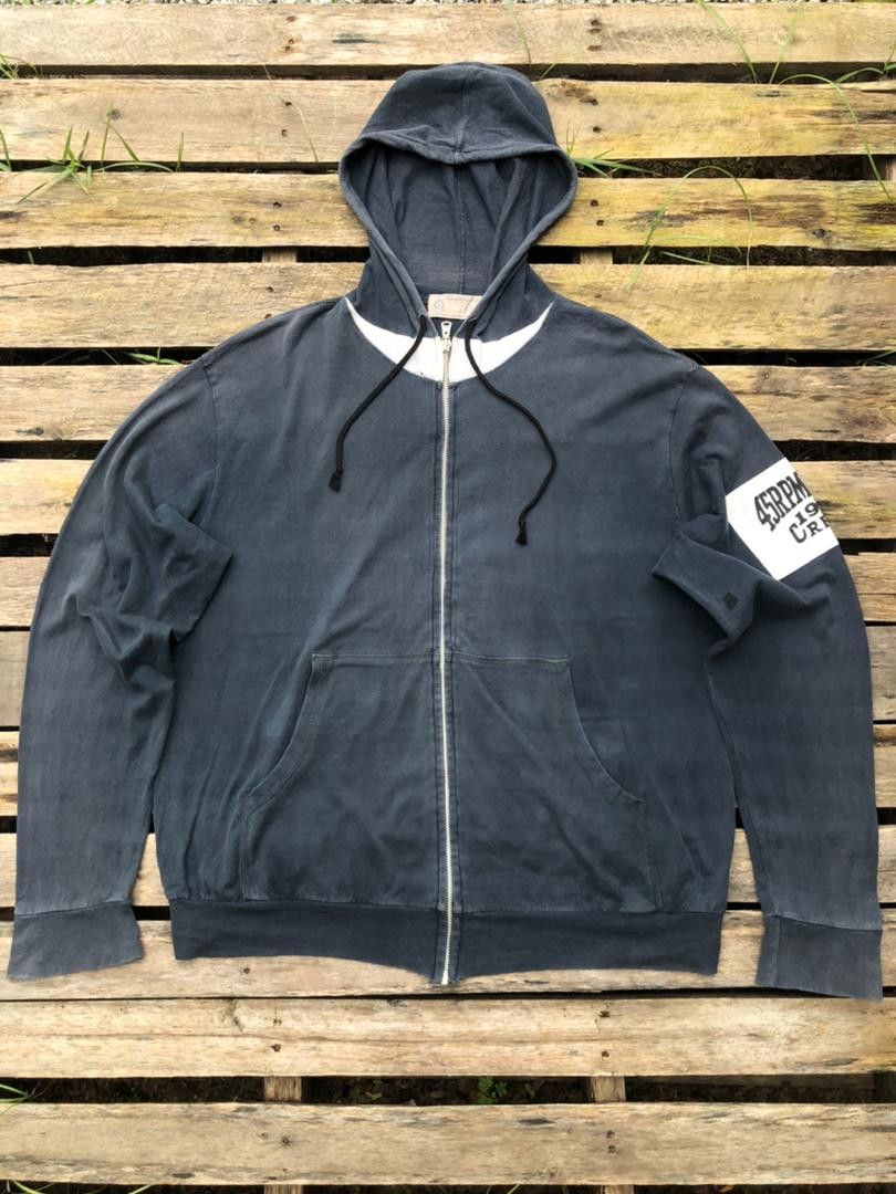 45rpm × Japanese Brand × Vintage Vintage 45rpm Studio Crews Faded Zipper Hoodie Size US L / EU 52-54 / 3 - 1 Thumbnail