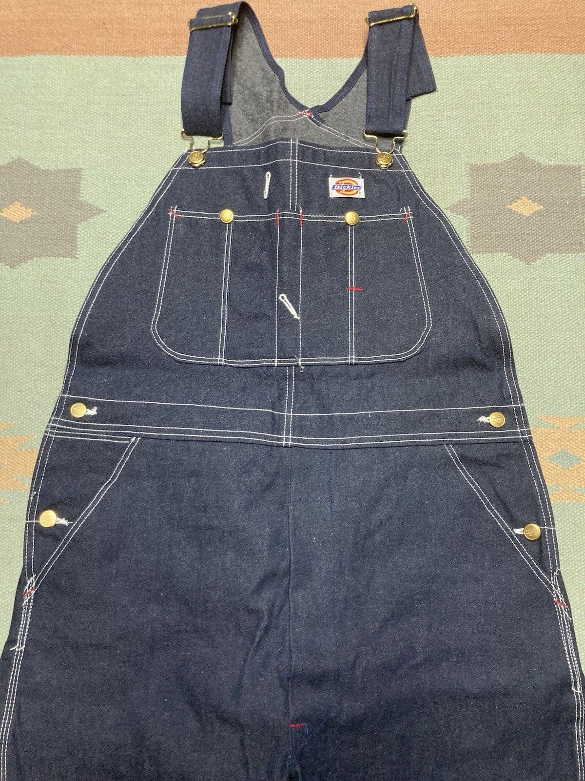 Vintage 80s dickies denim overalls NOS raw denim farm work USA 38x32 Size US 38 / EU 54 - 3 Thumbnail