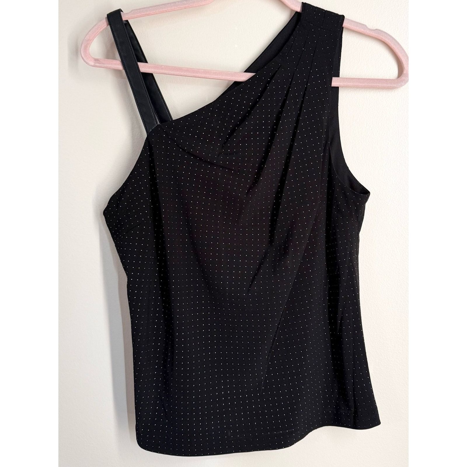 DKNY DKNY Black Studded Top with Faux Leather Strap Size Small Size S / US 4 / IT 40 - 1 Thumbnail