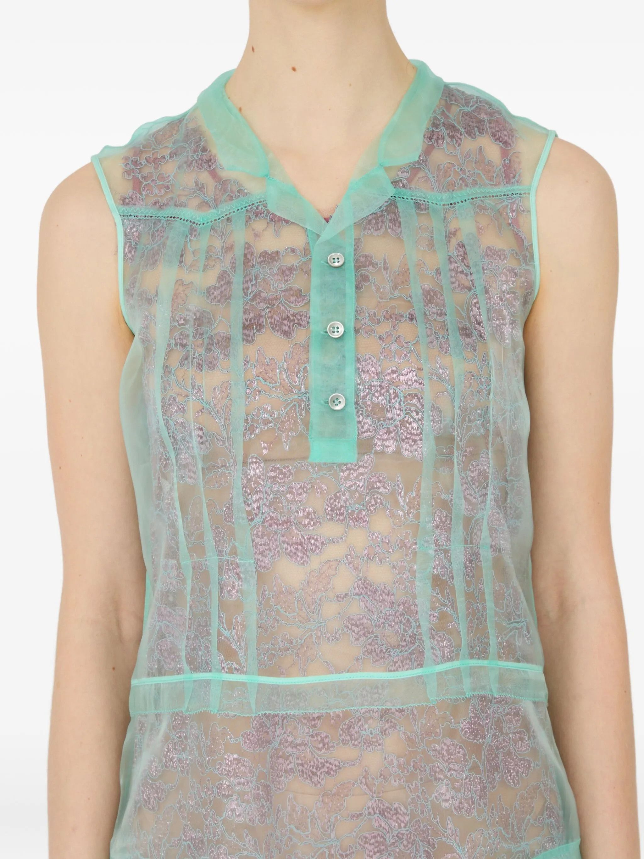 Maison Margiela o1w1db10526 Ayered Mini Dress in Green/Grey Size XS / US 0-2 / IT 36-38 - 6 Thumbnail