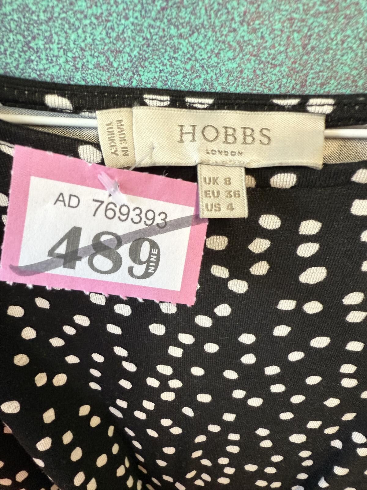 Other Hobbs Polka Dot Wrap Dress Midi Black/White Size S / US 4 / IT 40 - 2 Thumbnail