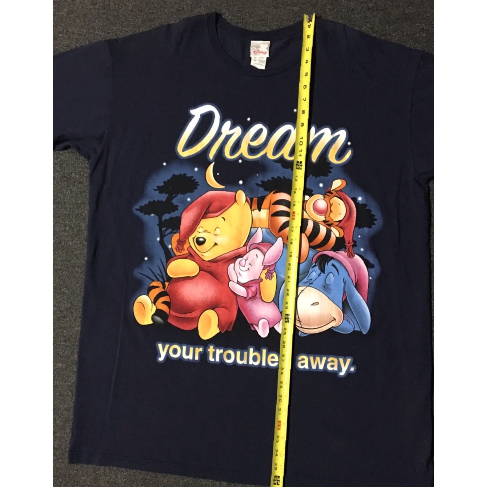 Disney VINTAGE 90s Pooh Dream Your Troubles Away Sleeping Shirt Disneyland Tigger Piglet Disney Unisex Adults One Size Short Sleeve Navy Blue Pooh T-Shirt Size US M / EU 48-50 / 2 - 6 Thumbnail