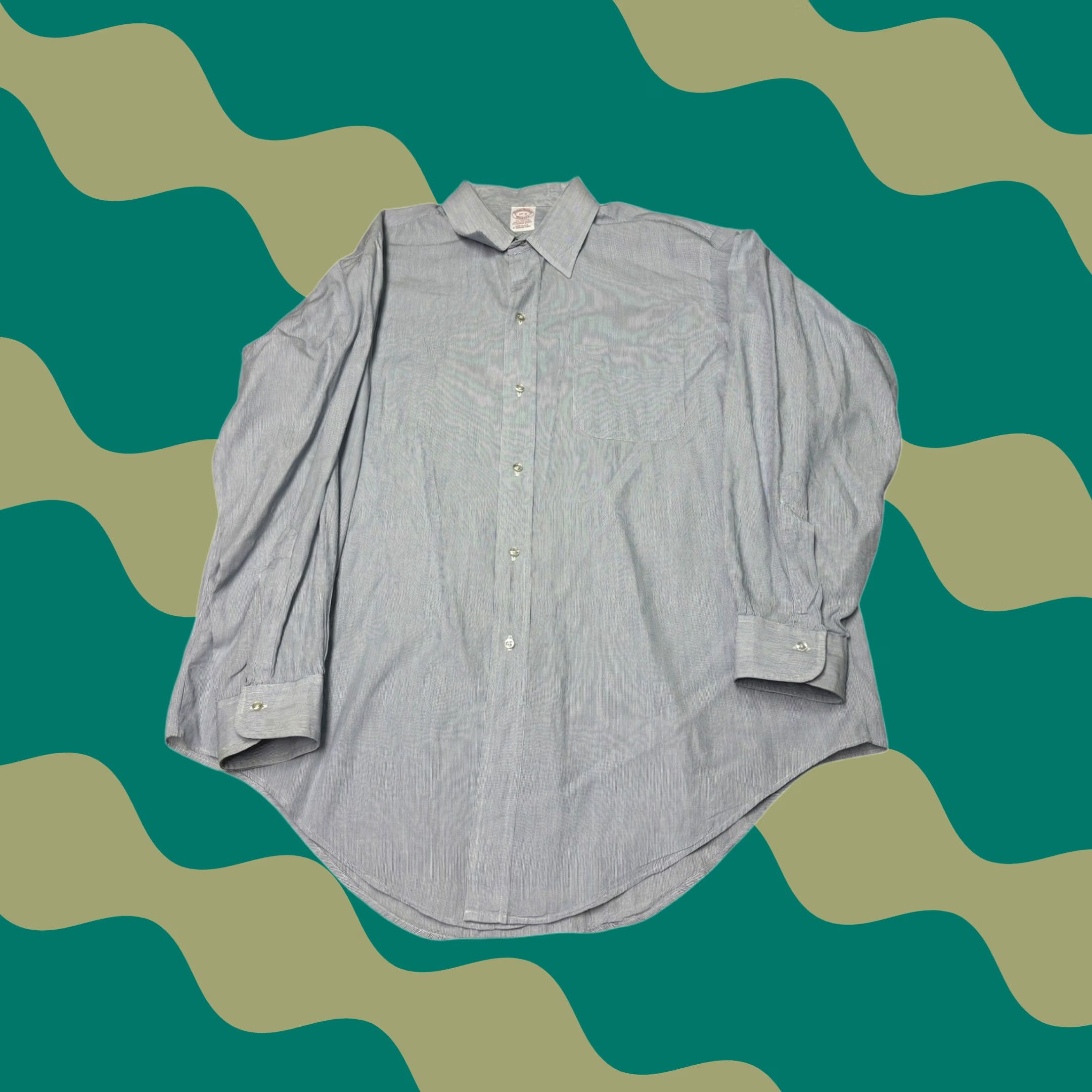 Brooks Brothers Brooks Brothers Makers Dress Shirt Blue White Striped 100% Cotton 17 Pit to Pit 26" Long Sleeve Mens Size 46R - 1 Thumbnail