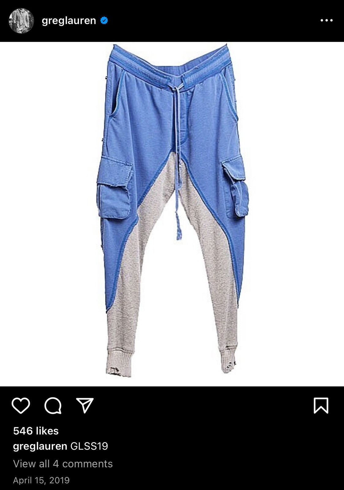 Greg Lauren Denim Joggers With Drawstring men - Glamood Outlet