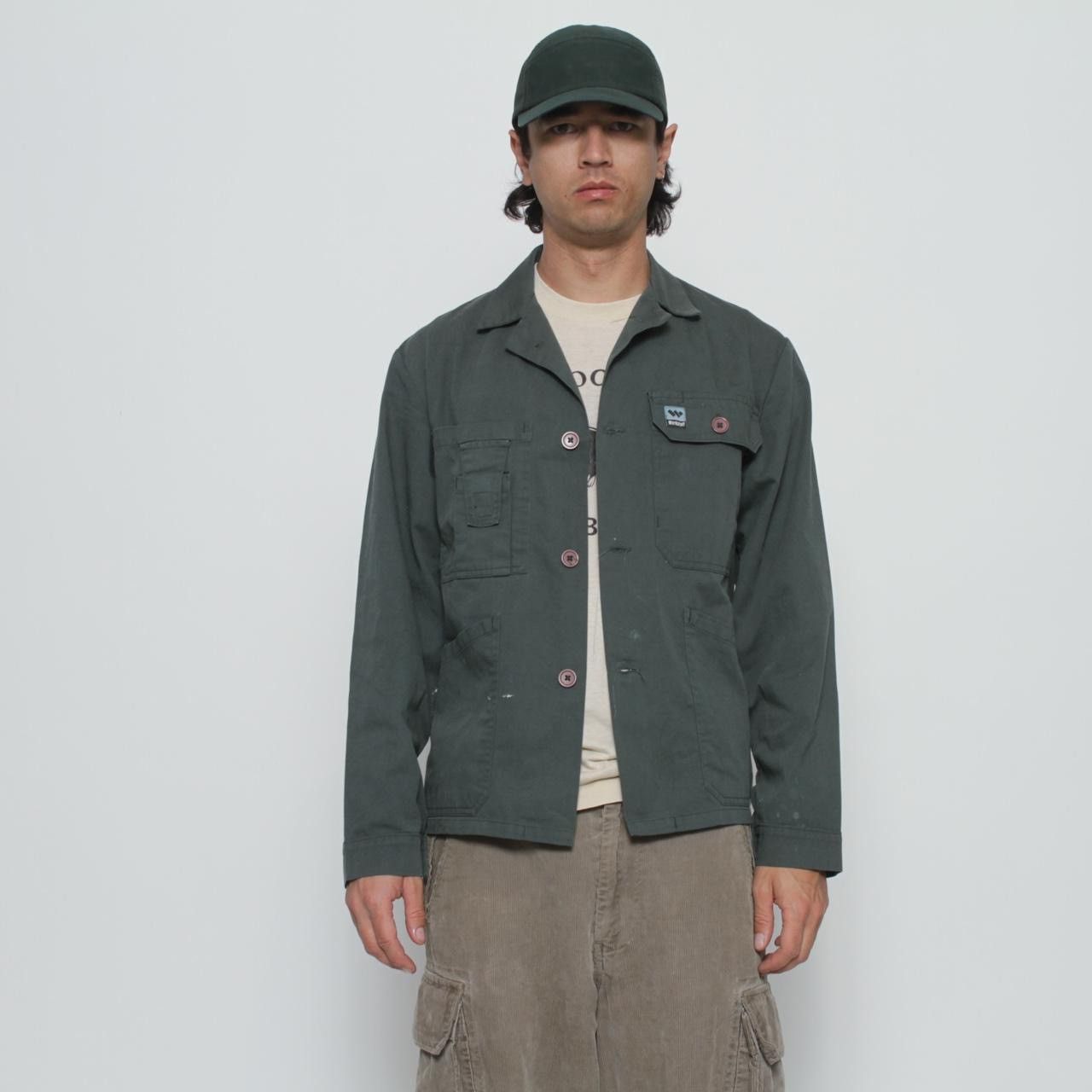 Vintage GREEN BUTTON UP CHORE JACKET BY WERKSTOFF Size US M / EU 48-50 / 2 - 1 Thumbnail