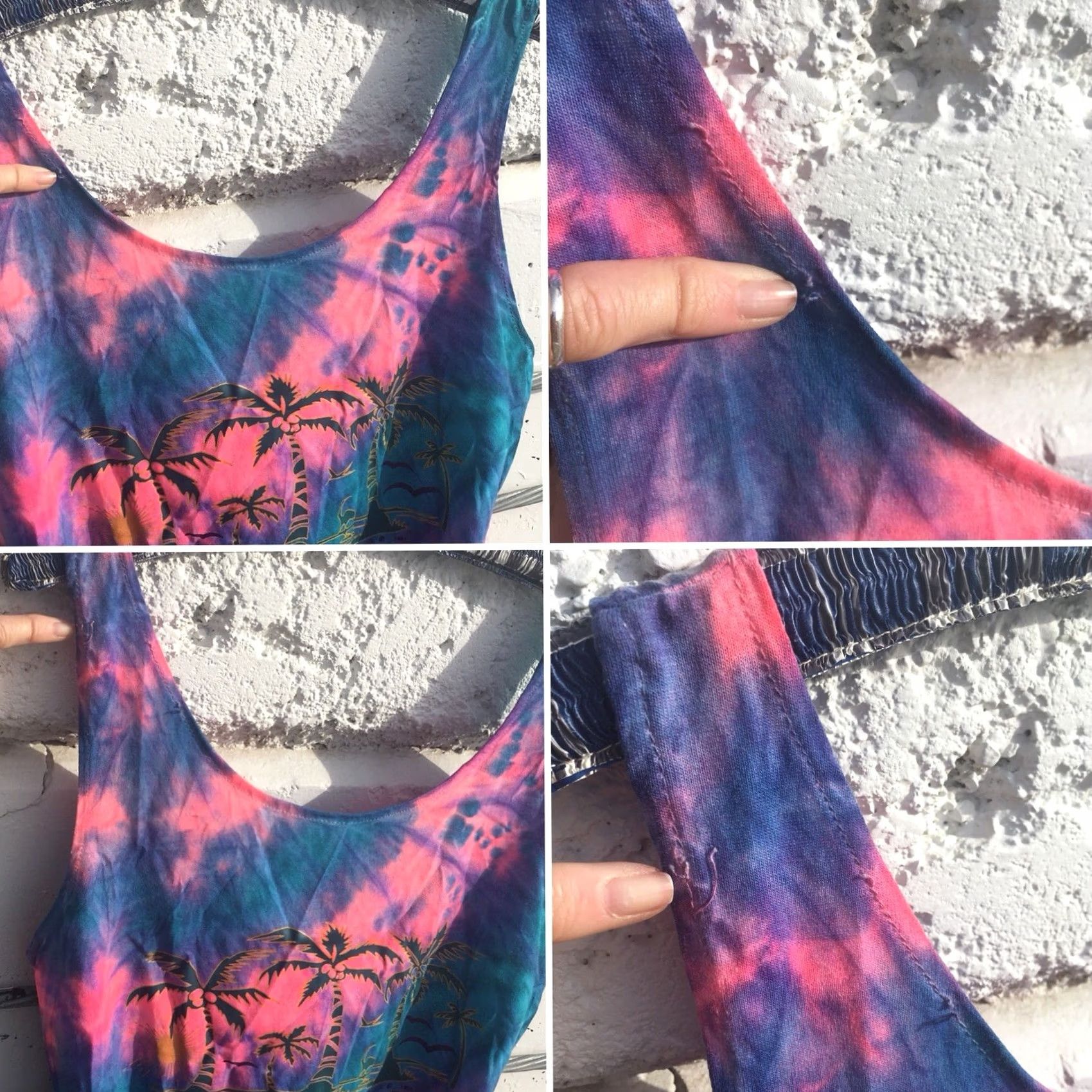 Vintage VINTAGE Bahamas Graphic Tank Dress 90s Neon Tie Dye One Size Star On The Beach Dress Size ONE SIZE - 5 Thumbnail
