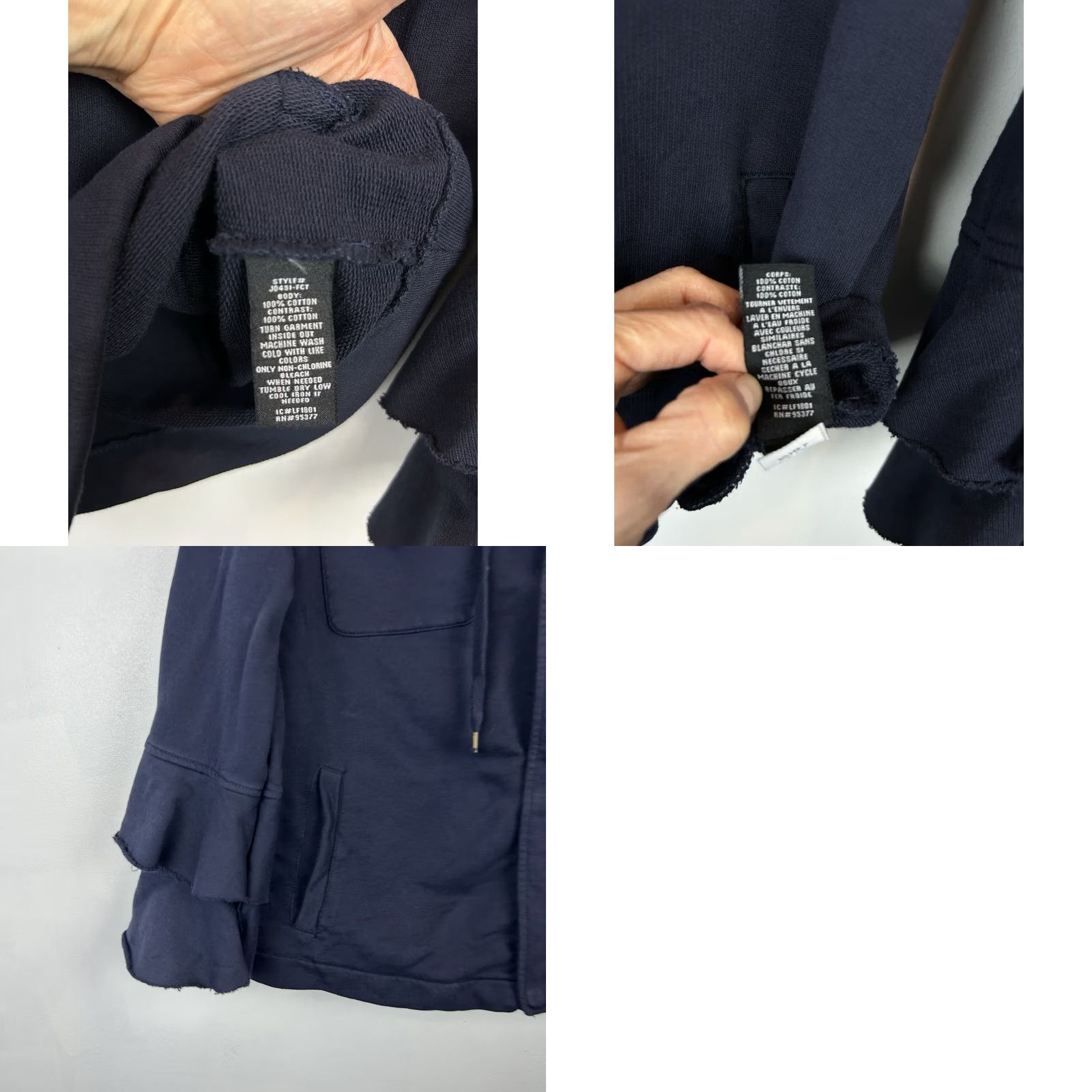 Sanctuary Sanctuary Hooded Jacket Womens Small Regular Fit Navy Blue Ruffle Sleeve Zip All Seasons Fall Spring Summer Winter Jacket Size S / US 4 / IT 40 - 8 Thumbnail