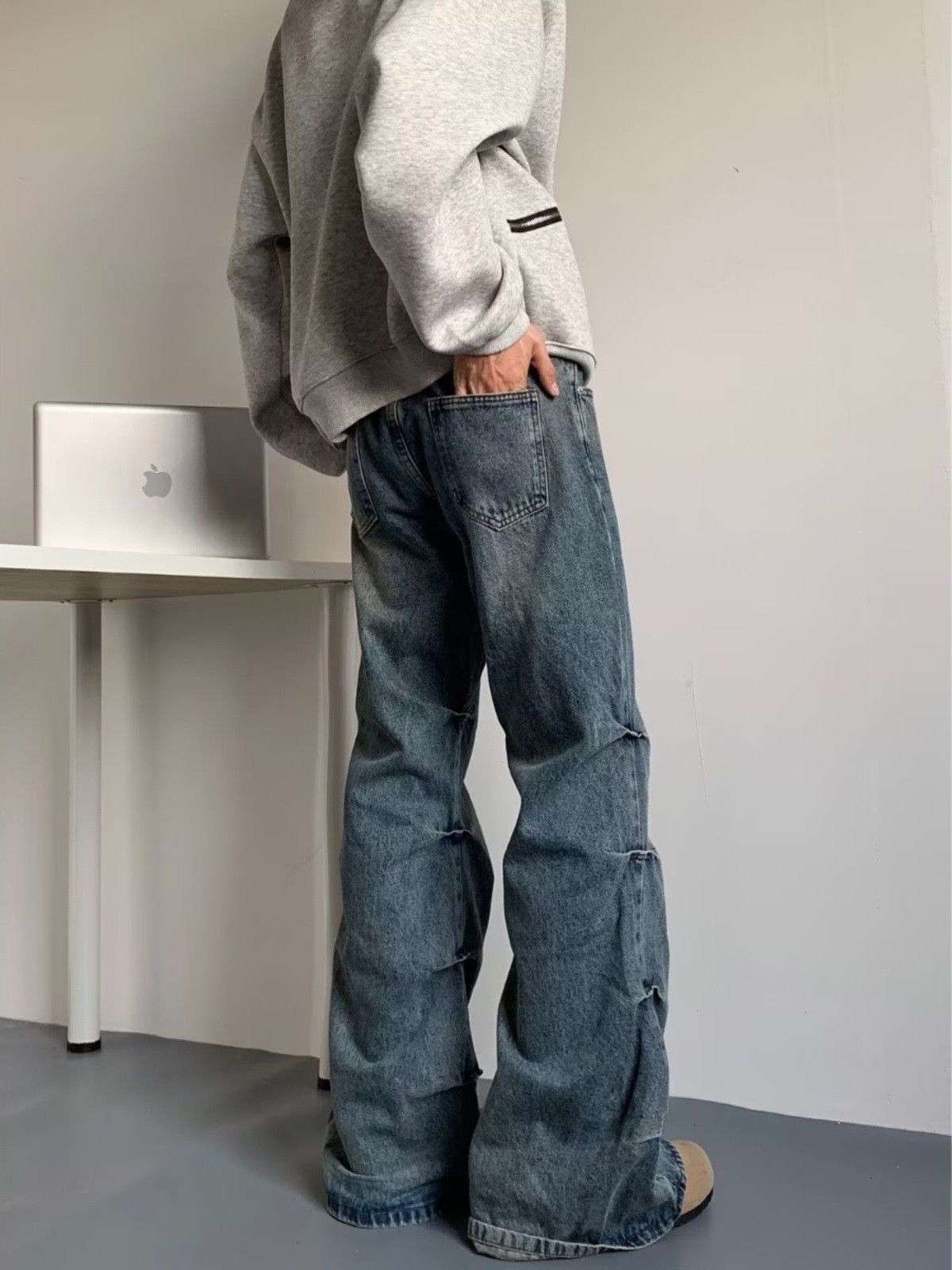 Japanese Brand Men's American hip-hop washed distressed retro jeans Size US 32 / EU 48 - 5 Thumbnail