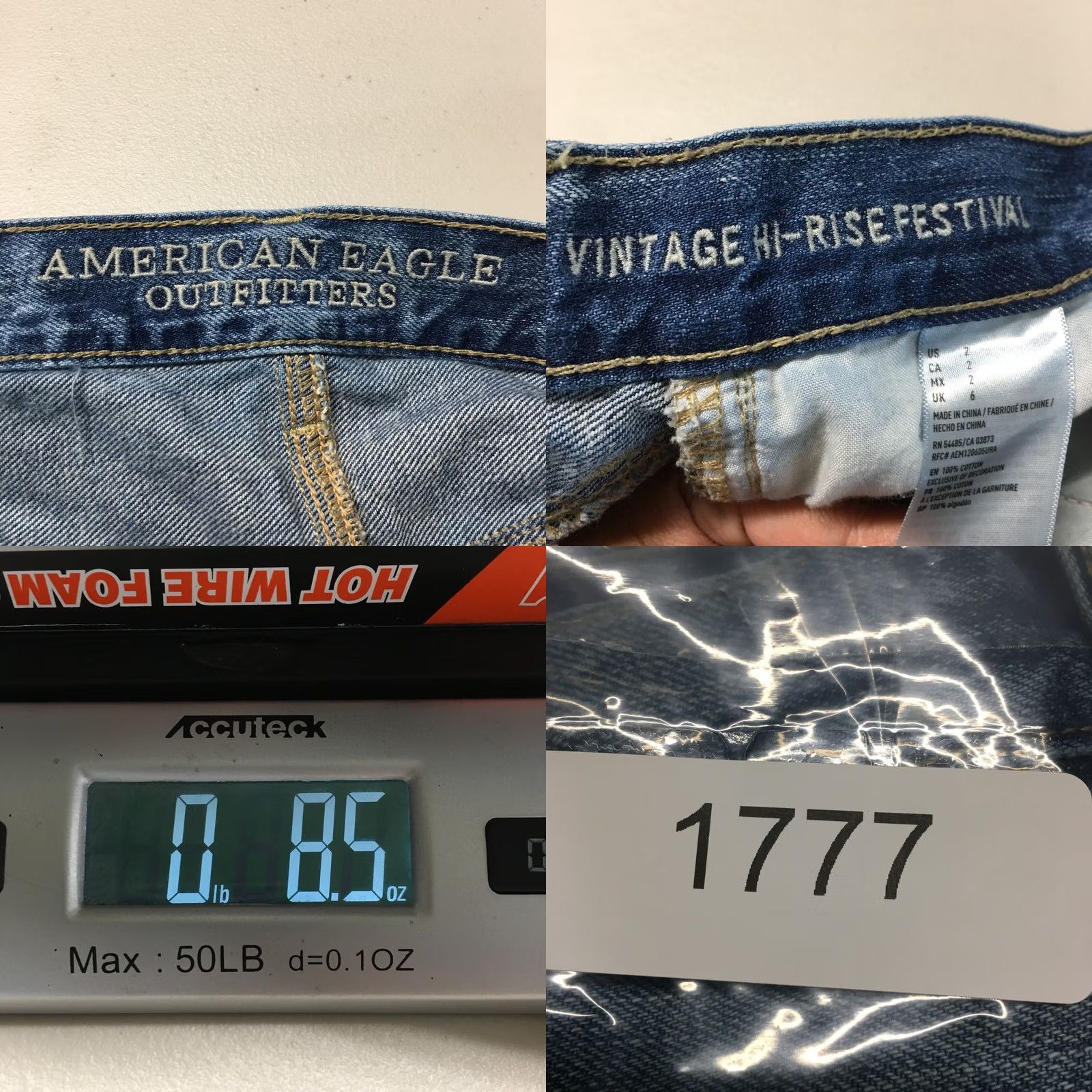 American Eagle Outfitters VINTAGE American Eagle Short Womens 2 Blue Cut-Off Hi-Rise Distressed Button Fly Size 26" / US 2 / IT 38 - 8 Thumbnail