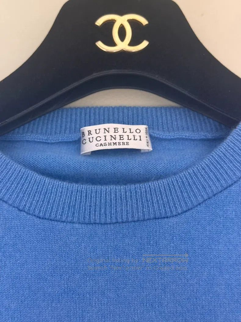 Brunello Cucinelli Brunello Cucinelli Sky Blue Cashmere Knit Top Size S / US 4 / IT 40 - 3 Thumbnail