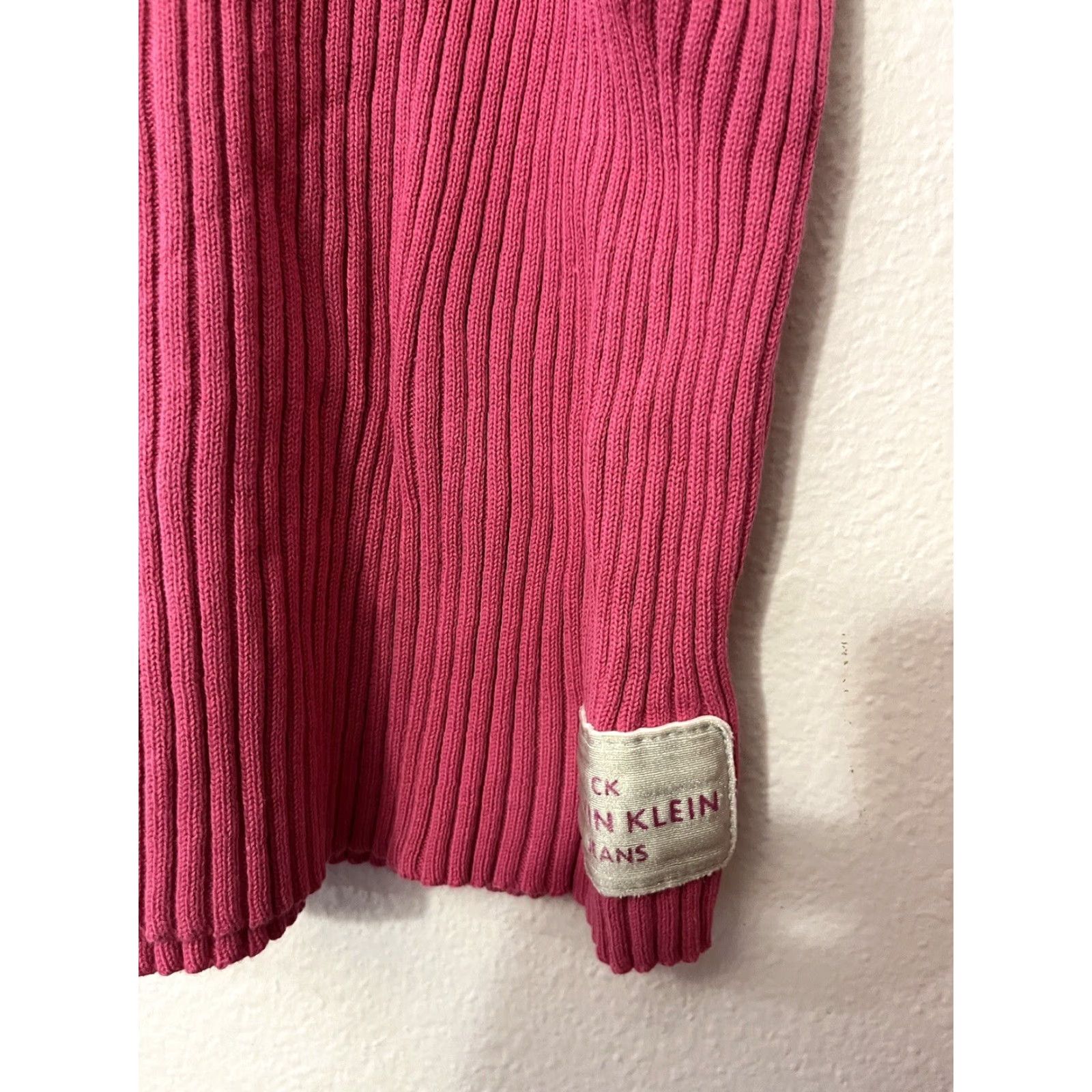 Calvin Klein Calvin Klein Jeans Ribbed Cable V-neck Sweater Pink Size Medium Cotton Womens Size M / US 6-8 / IT 42-44 - 2 Thumbnail