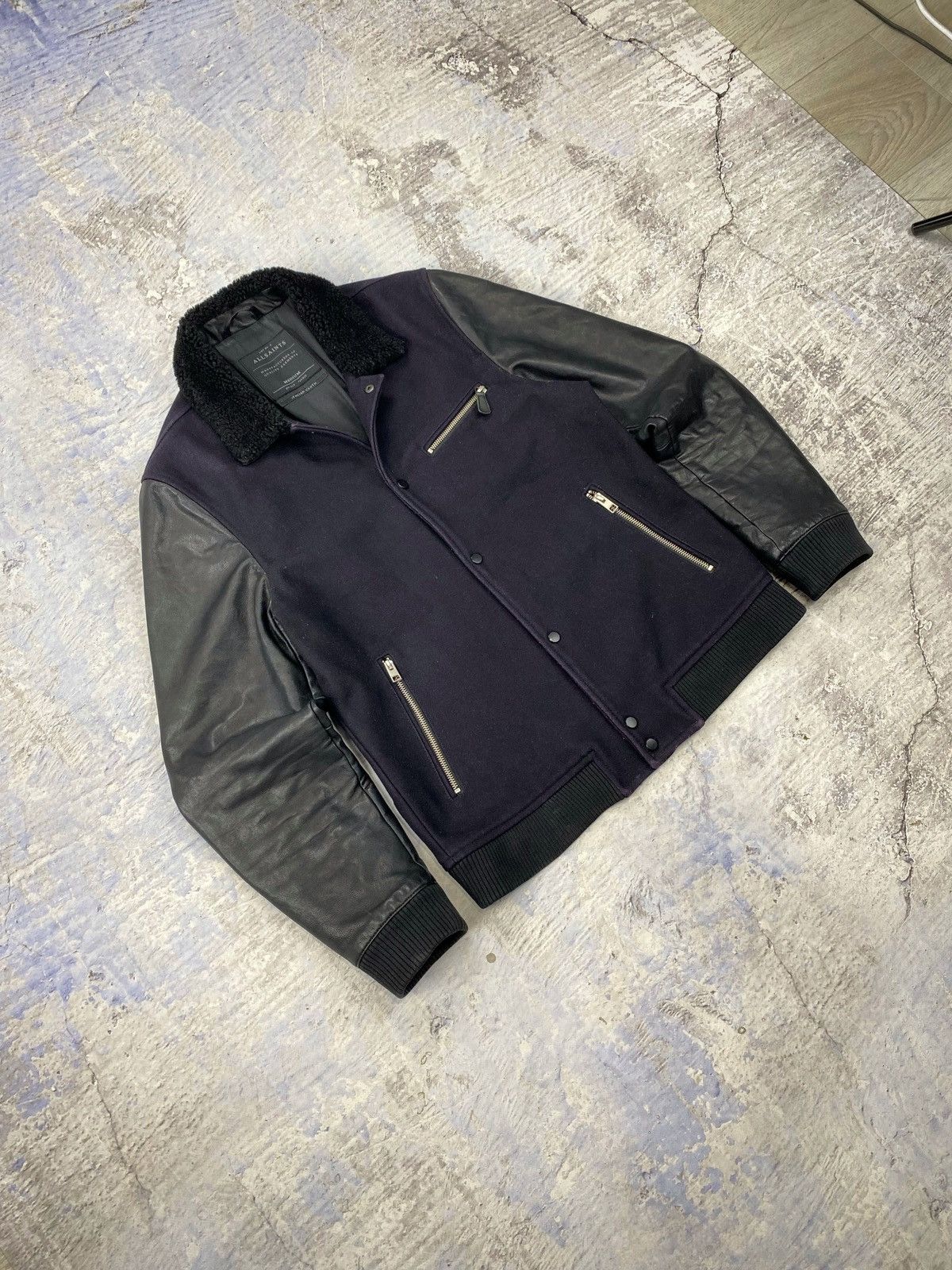 Allsaints Allsaints leather wool jacket bomber mens rare purple black Size US M / EU 48-50 / 2 - 5 Thumbnail