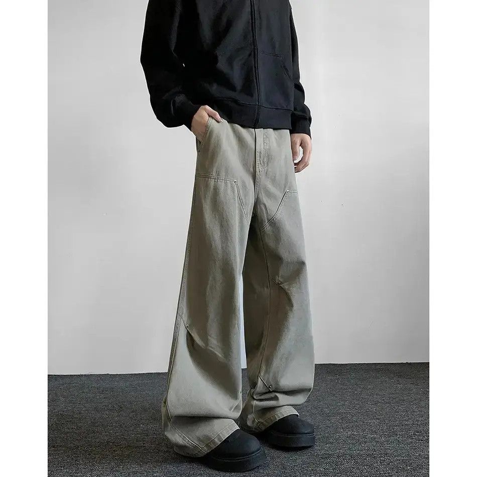 Japanese Brand Retro loose grey green straight leg jeans Size US 32 / EU 48 - 3 Thumbnail