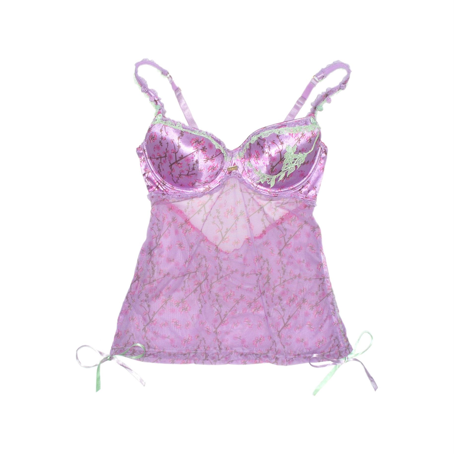 Other French vintage purple floral corset (US 36B) Size M / US 6-8 / IT 42-44 - 7 Thumbnail