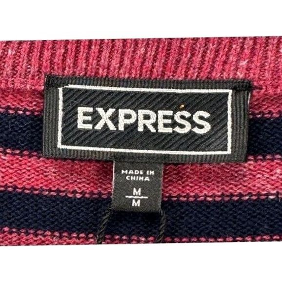 Express Express V-Neck Sweater Mens Medium Red Striped Long Sleeve Pullover NEW Size US M / EU 48-50 / 2 - 5 Thumbnail