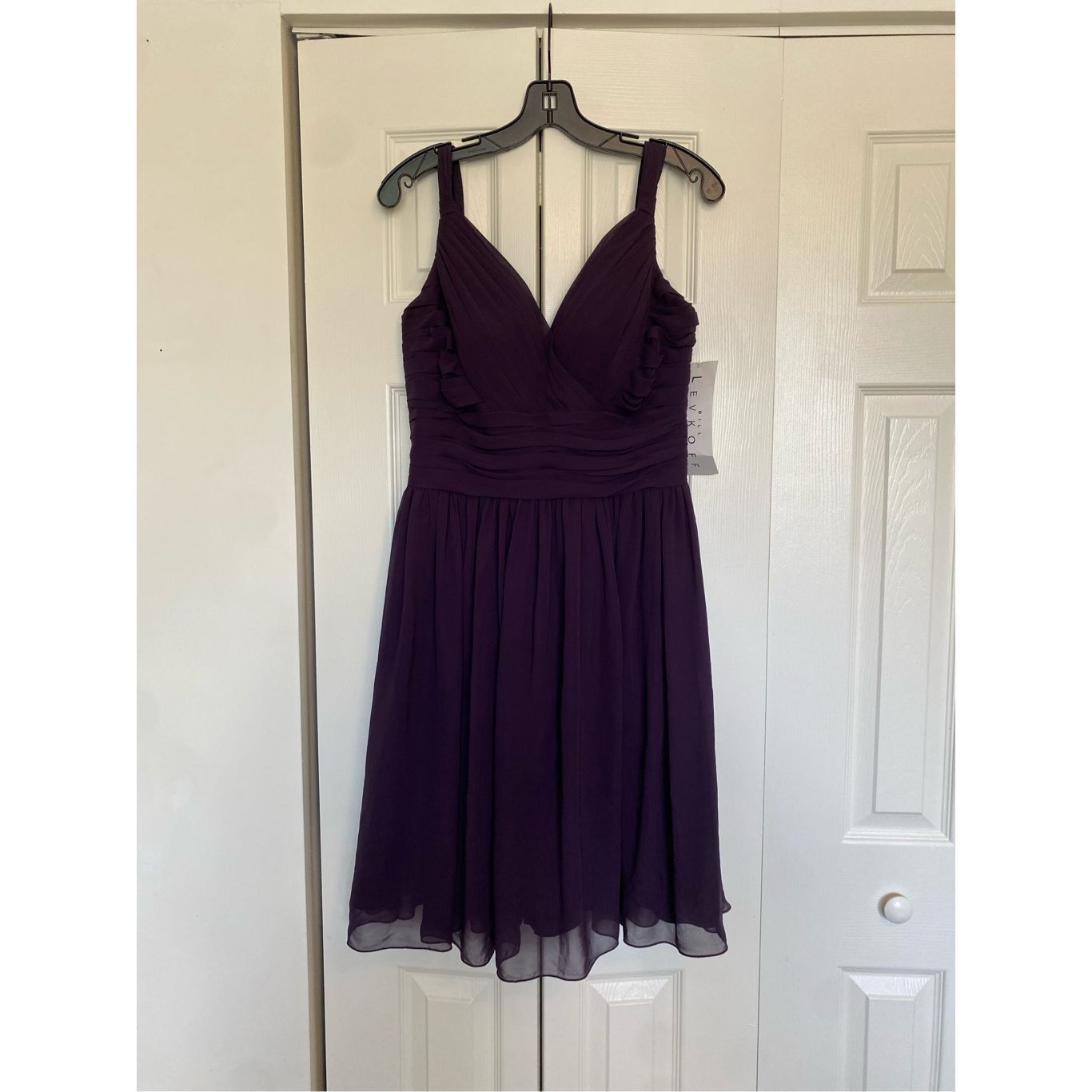 Billy Hill Bill Levkoff NWT Bridesmaid Chiffon Short Dress in Plum Purp Size L / US 10 / IT 46 - 1 Thumbnail
