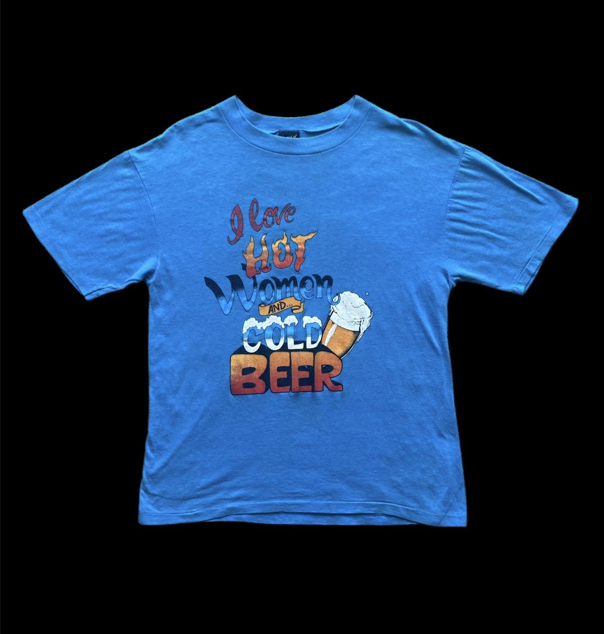 Band Tees × Vintage Vintage 80s Humor Art Tee Hot Women And Cold Beer VTG USA Size US L / EU 52-54 / 3 - 2 Thumbnail