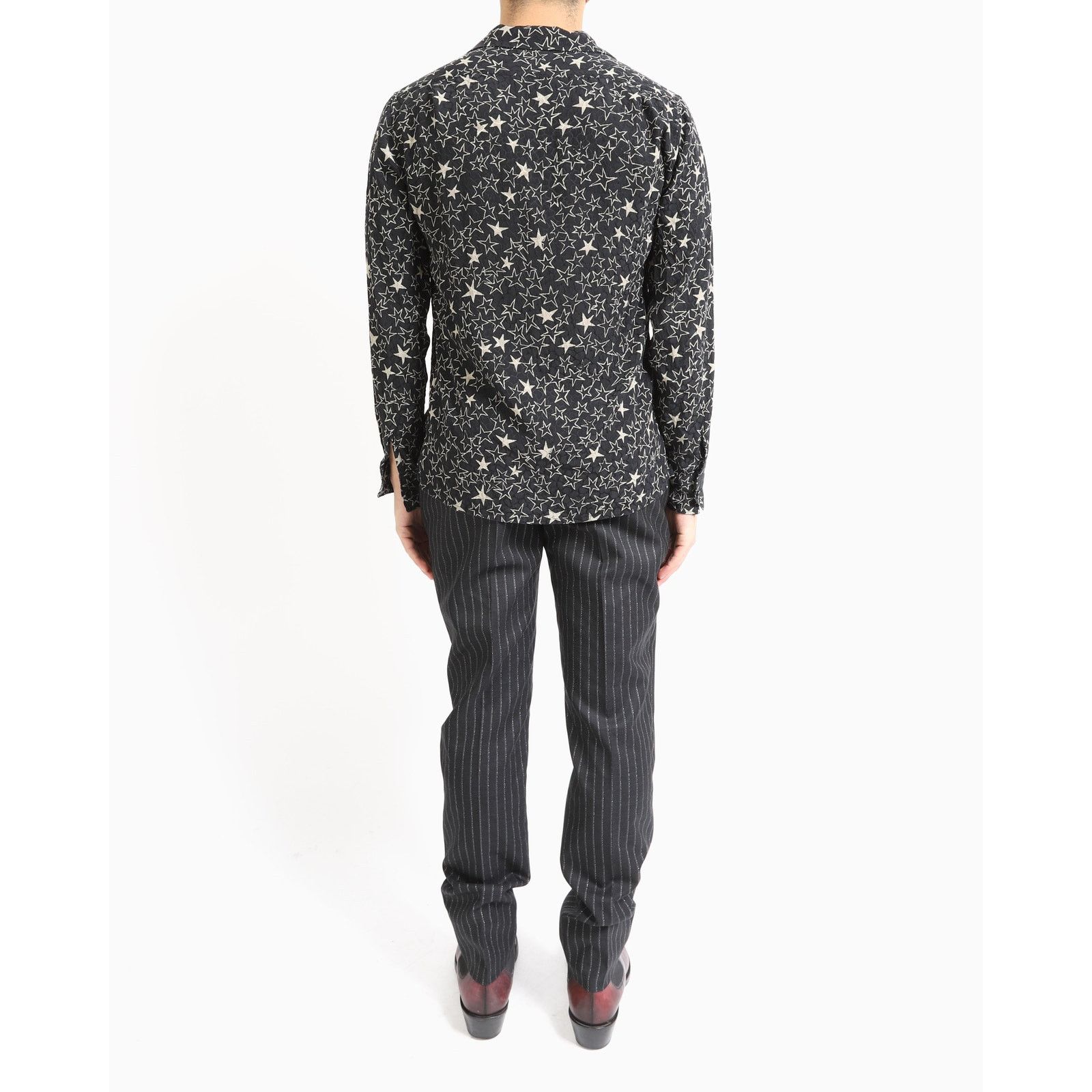 Saint Laurent Paris FW19 Star Print Shirt in Textured Silk Size US S / EU 44-46 / 1 - 5 Thumbnail