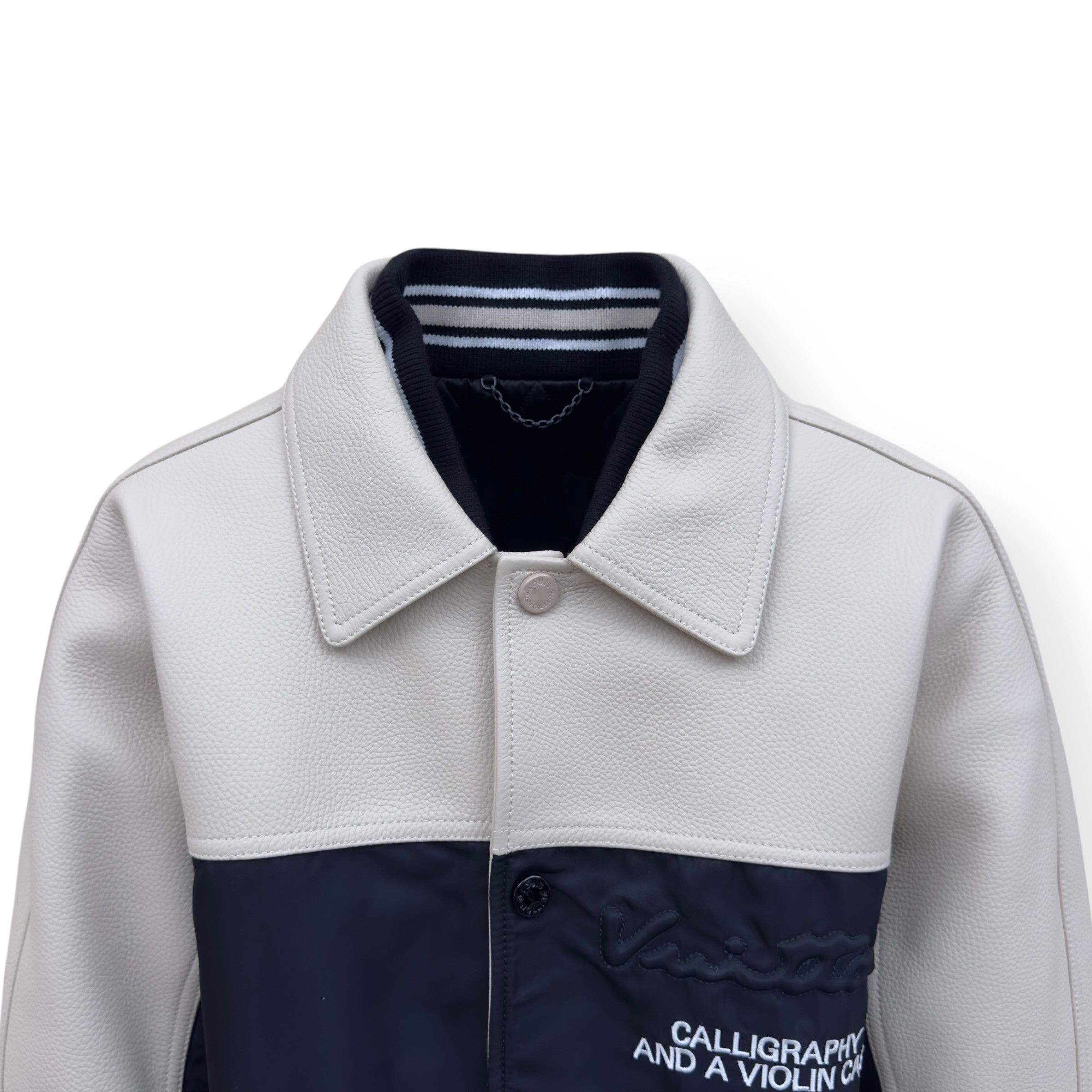 Louis Vuitton LOUIS VUITTON LEATHER / NYLON JACKET CREAM / NAVY 50 / L Size US L / EU 52-54 / 3 - 4 Thumbnail