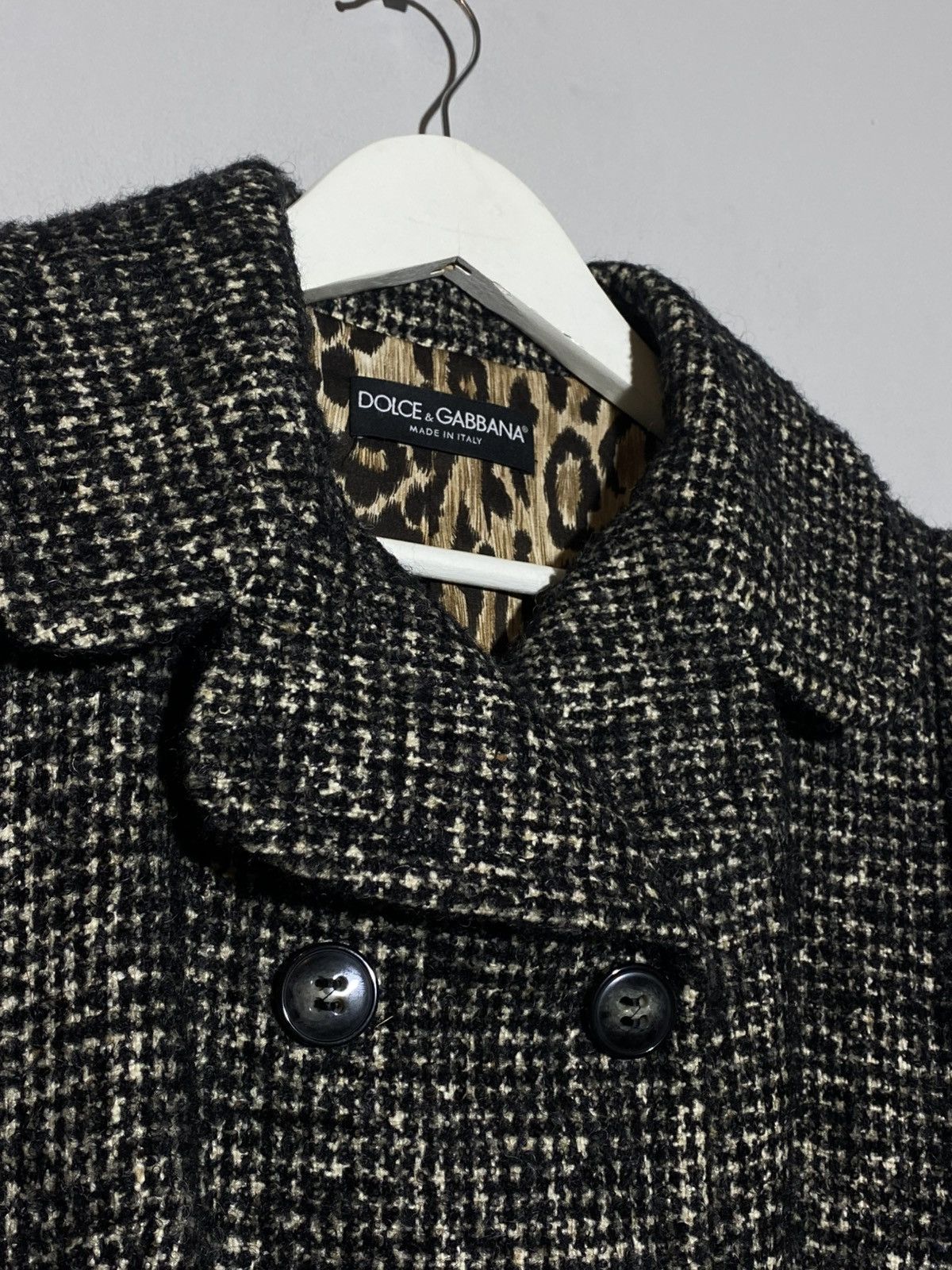 Dolce & Gabbana Dolce Gabbana Vintage Tweed Wool Mohair Coat Leopard Lining Size L / US 10 / IT 46 - 9 Thumbnail
