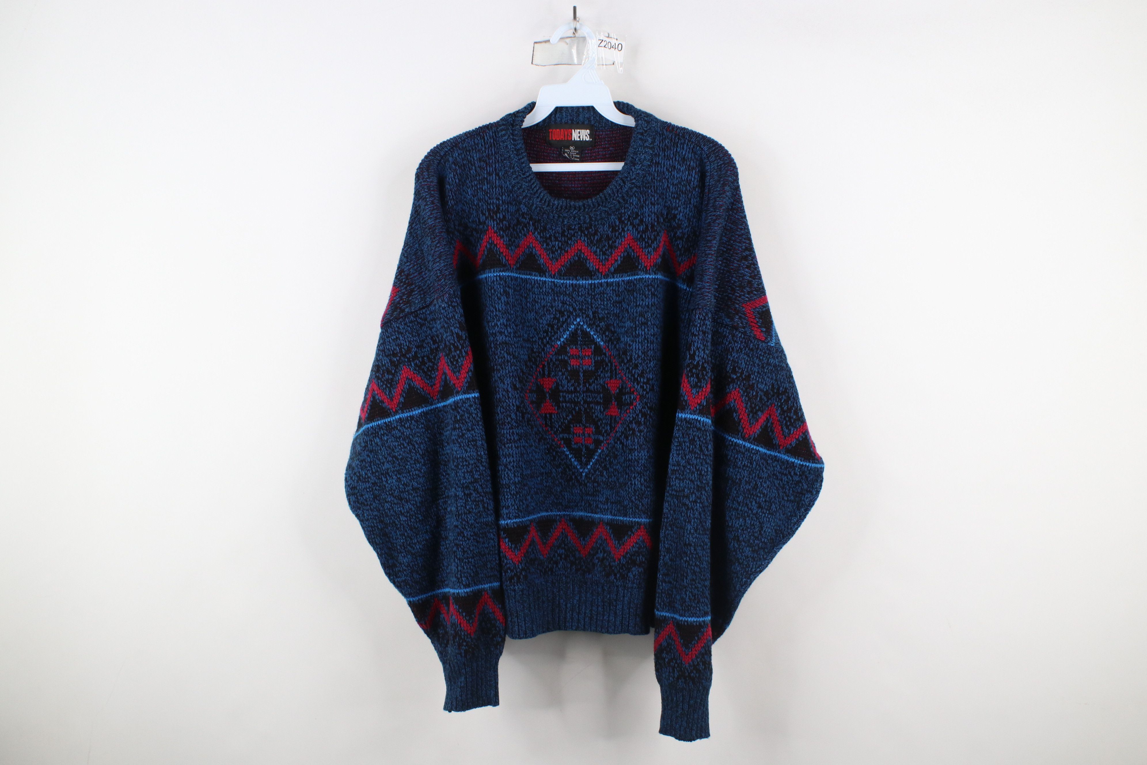 Vintage Vintage 90s Streetwear Southwestern Knit Crewneck Sweater Size XL / US 12-14 / IT 48-50 - 1 Thumbnail