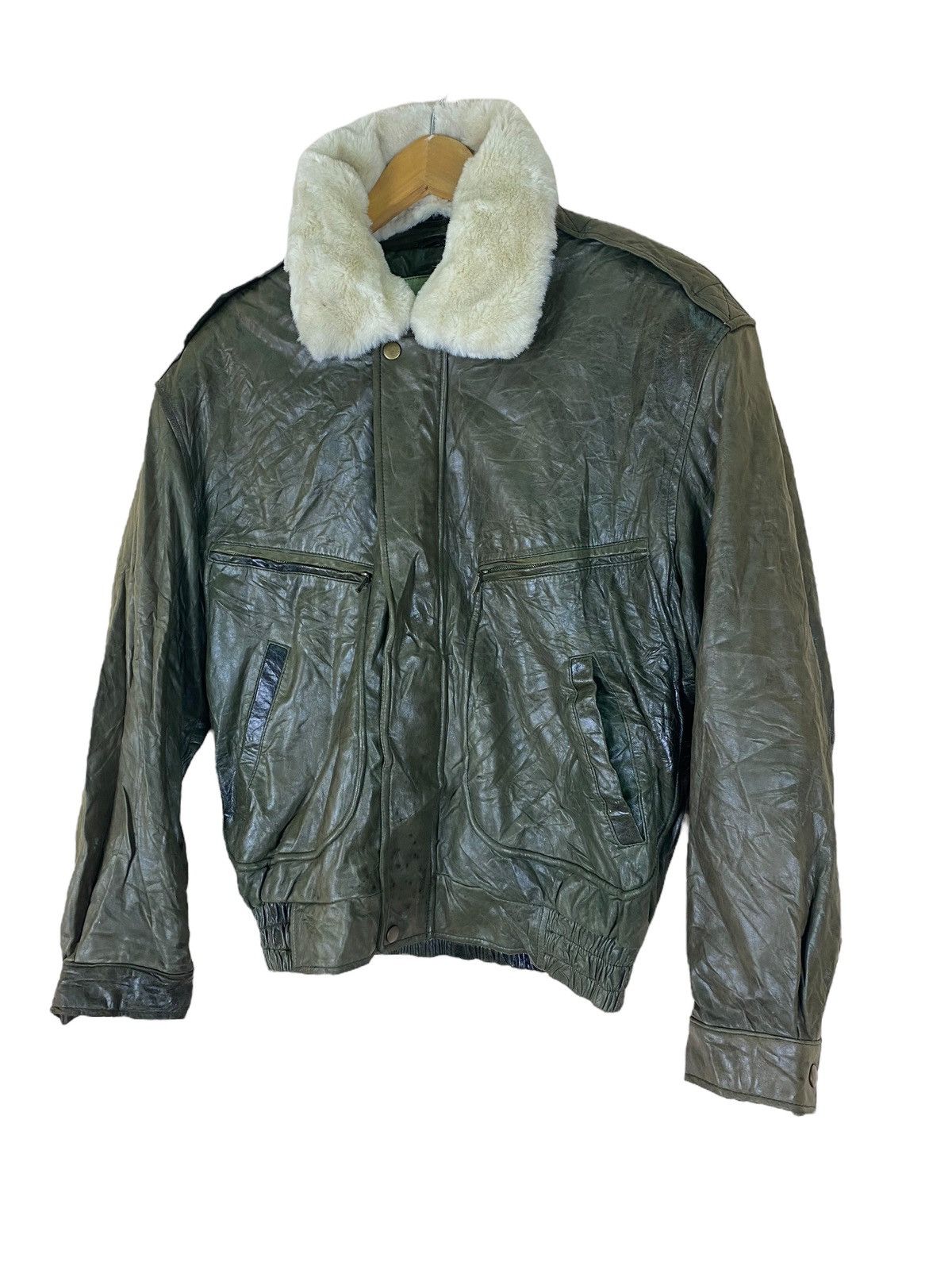Vintage Leather The Jet Age Attached Fur Collar Flight Jacket Size US M / EU 48-50 / 2 - 2 Thumbnail