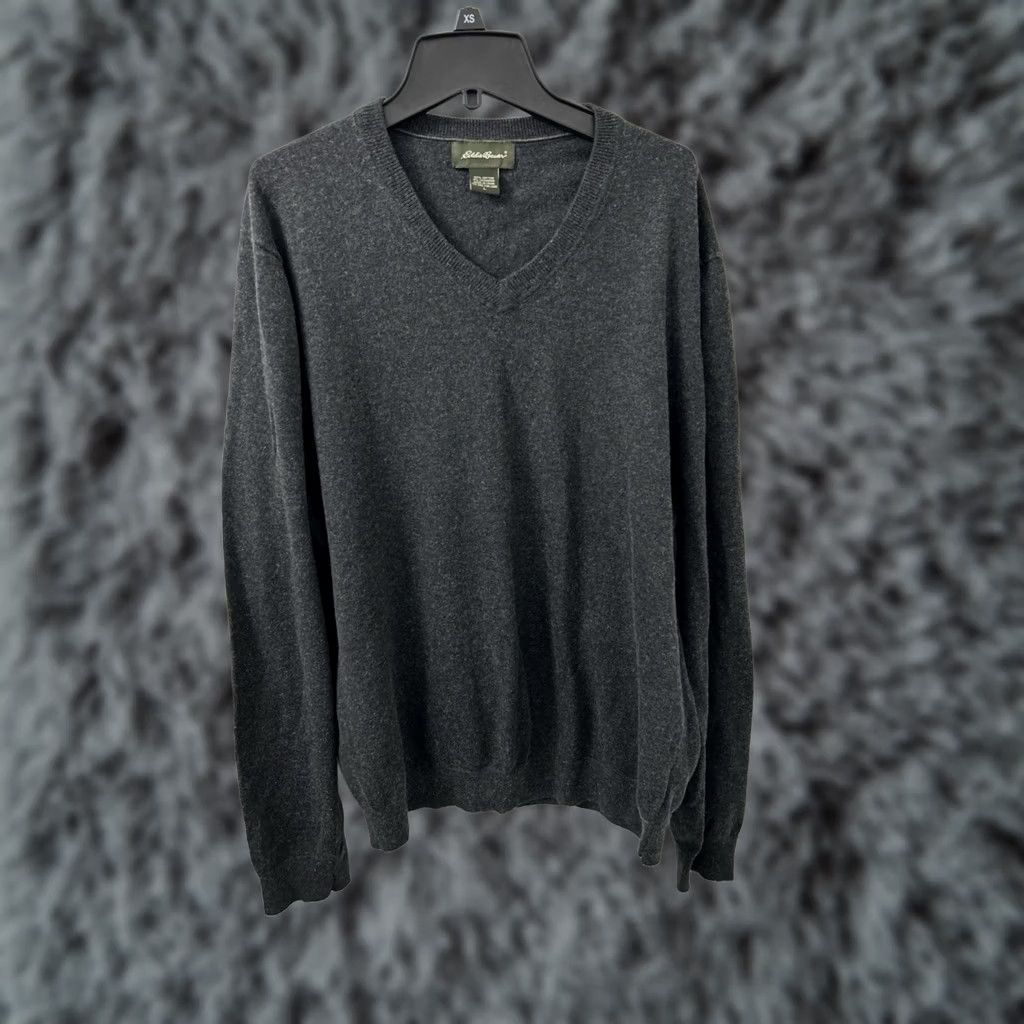Eddie Bauer Eddie Bauer Sweater Mens L Gray V-Neck Pullover Long Sleeve Classic Casual Knit Wool Blend Cashmere Cotton Size US L / EU 52-54 / 3 - 1 Thumbnail