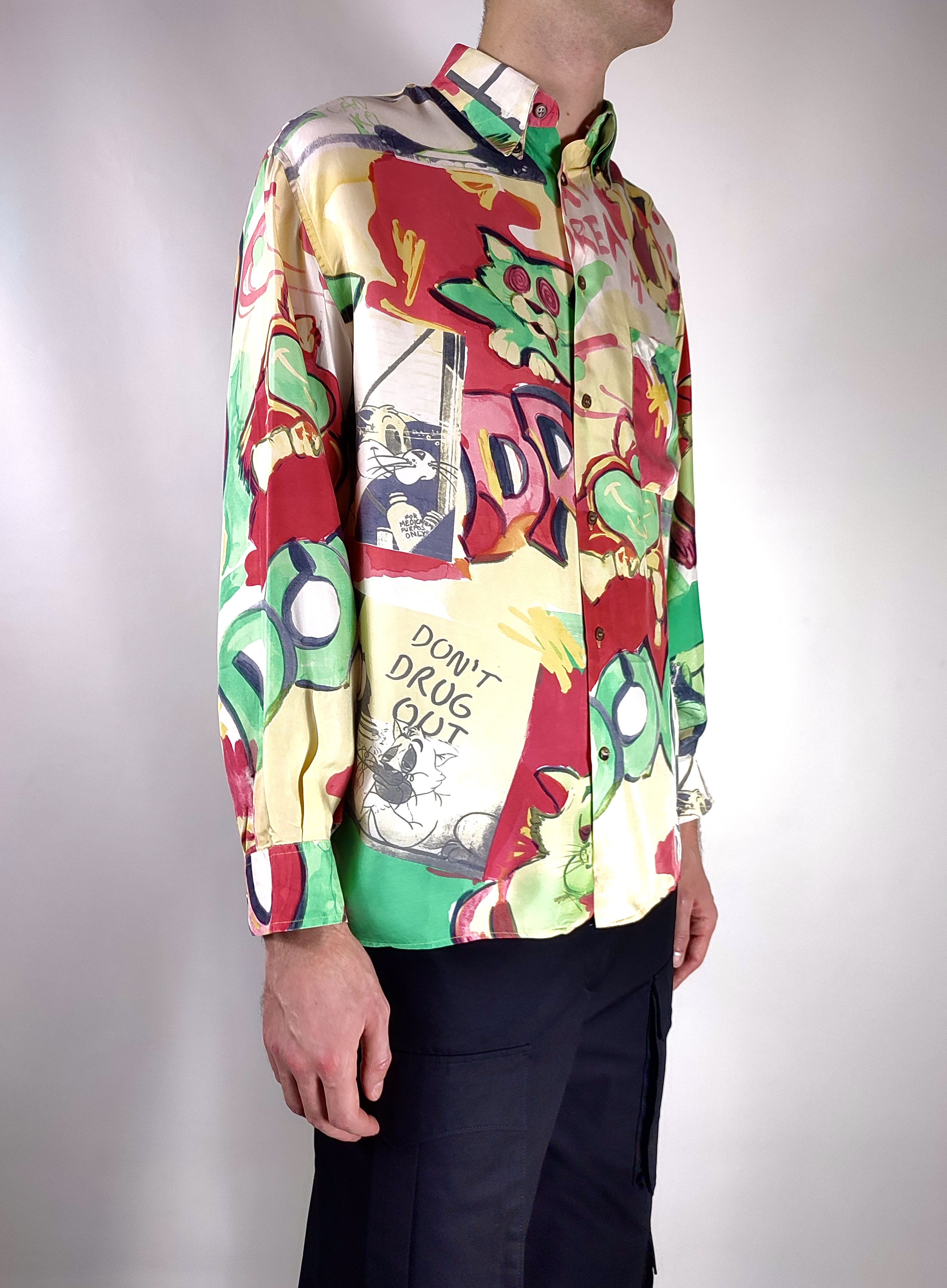Iceberg 1992 Iceberg Silk Don’t Drug Out LSD Full Print Shirt 90s Size US L / EU 52-54 / 3 - 4 Thumbnail