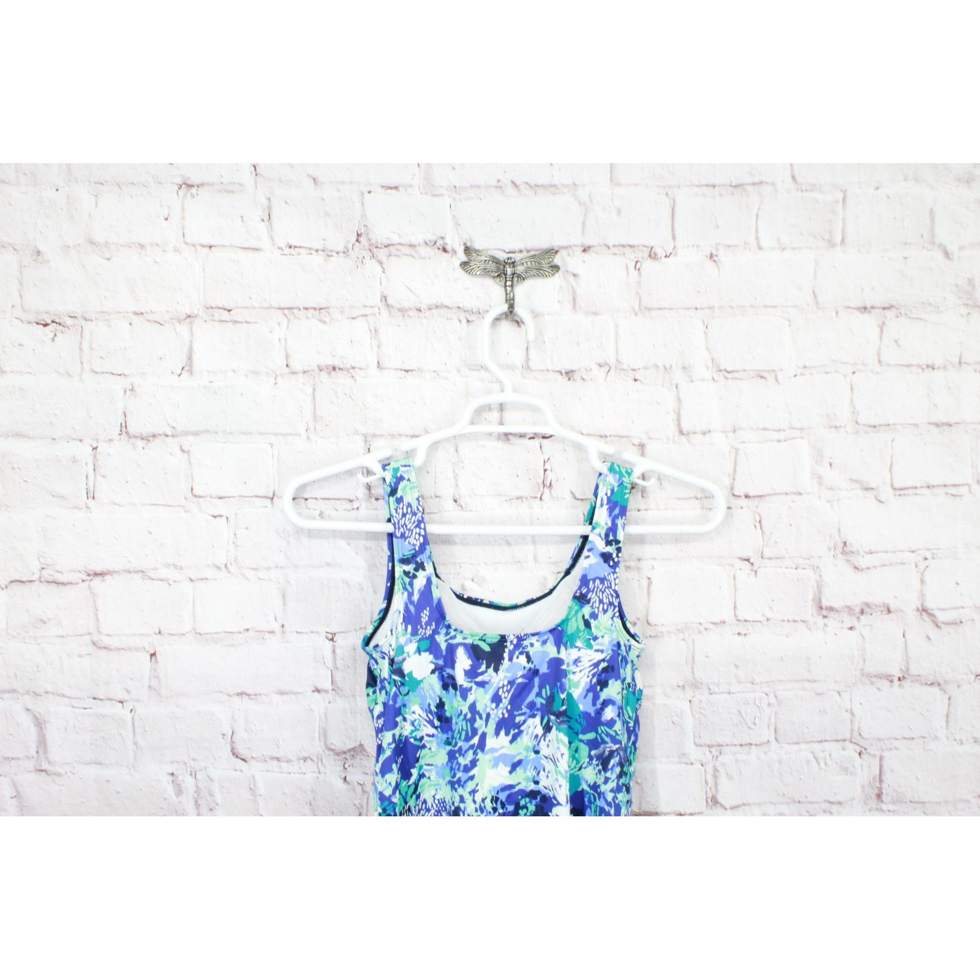 L.L. Bean × Swims LL Bean Women's Swimwear Scoopneck Tankini Top Blue Print Size S / US 4 / IT 40 - 4 Thumbnail
