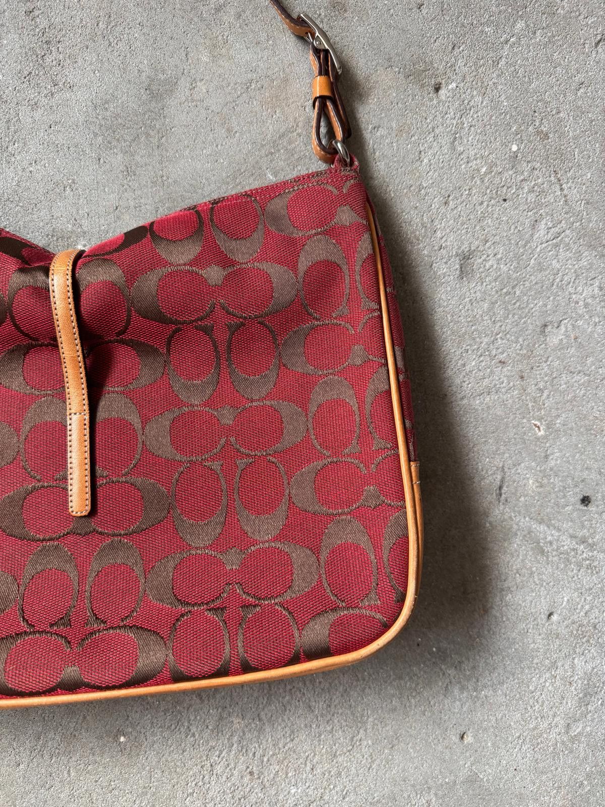 Coach Coach Hobo Signature Clip Canvas Handbag 'Red/Beige' Size ONE SIZE - 6 Thumbnail