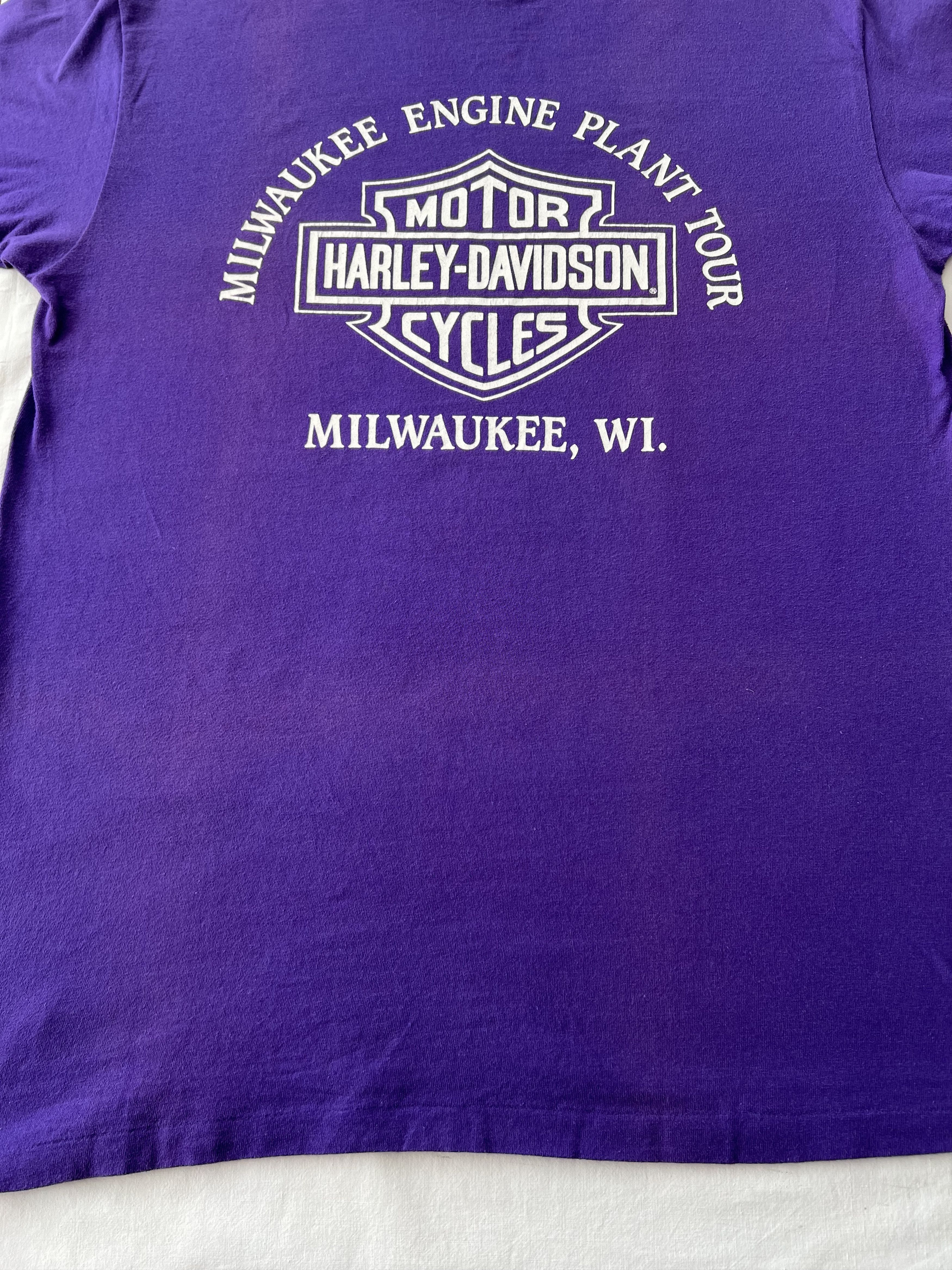 Harley Davidson Vintage 1990 Harley Davidson Eagle Milwaukee Purple T-shirt Size US XL / EU 56 / 4 - 18 Thumbnail