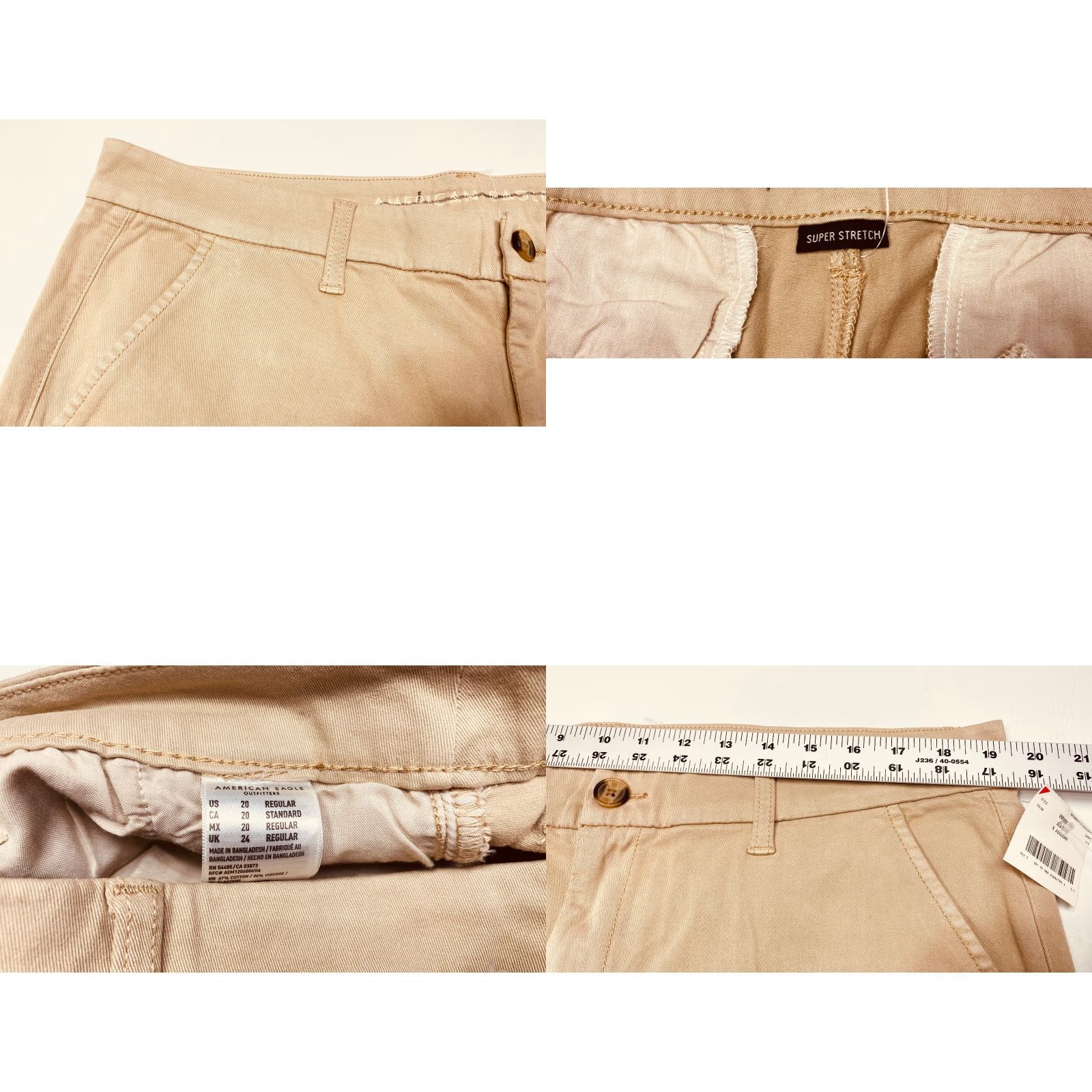 American Eagle Outfitters American Eagle Stretch Skinny Pants Beige Chino Womens 8 29 NEW Size 42" / US 20 - 8 Thumbnail