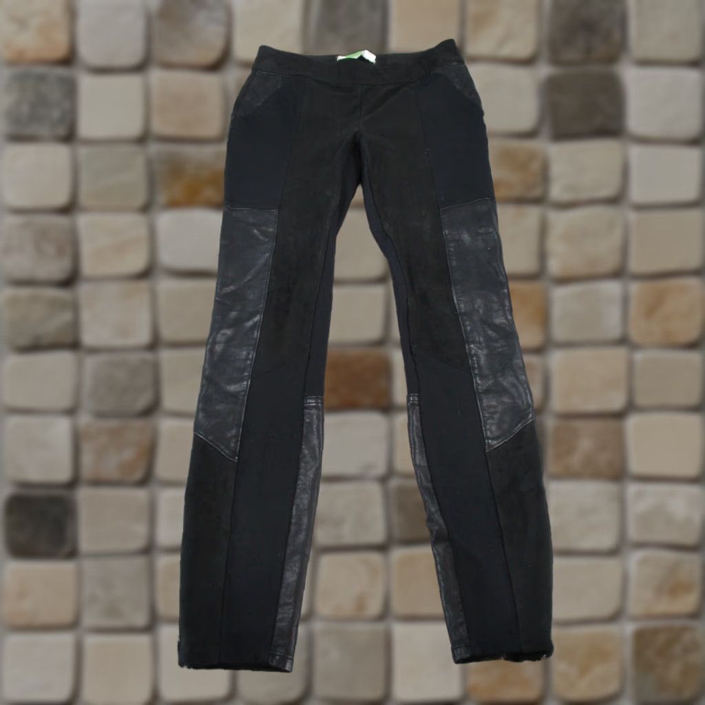 Anthropologie VINTAGE Anthropologie Leggings Women’s 25 Black Faux Suede & Leather Ankle 25 Black Bohemian Womens Size 42" / US 20 - 1 Thumbnail