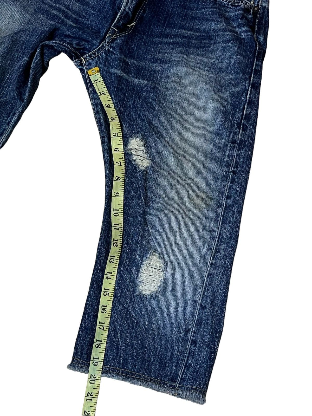 Edwin SICK🔥VINTAGE EDWIN 505s DISTRESSED SELVEDGE 3 QUARTER JEANS Size US 32 / EU 48 - 17 Thumbnail
