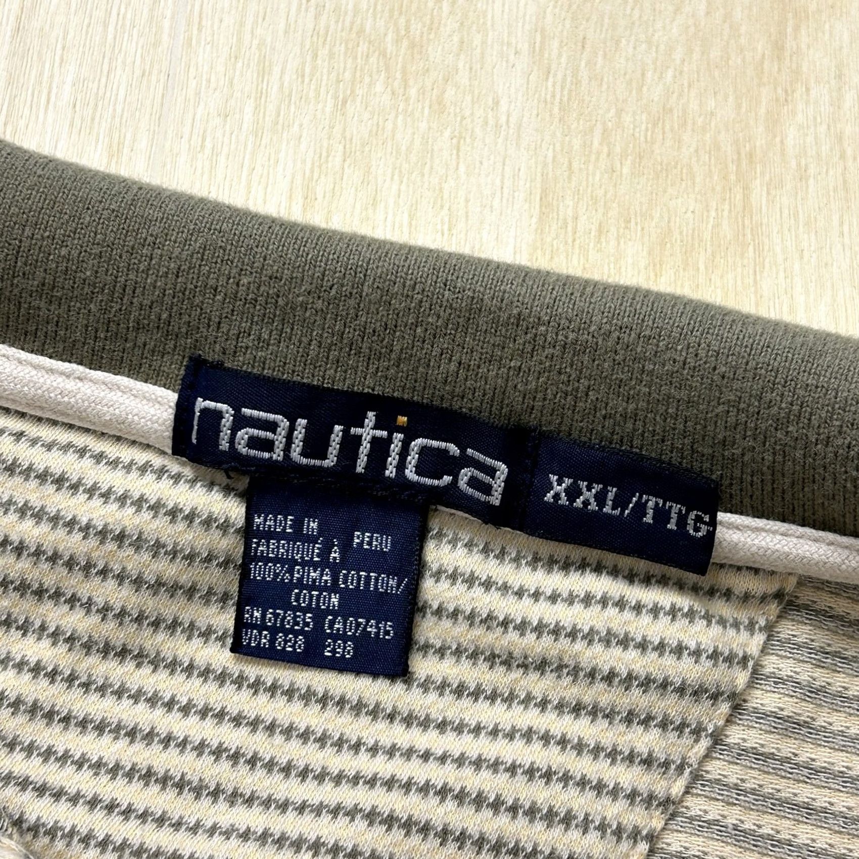 Nautica VINTAGE Nautica Polo Shirt Mens 2XL Gray Stripe Short Sleeve Pima Cotton Knit Size US XXL / EU 58 / 5 - 3 Thumbnail