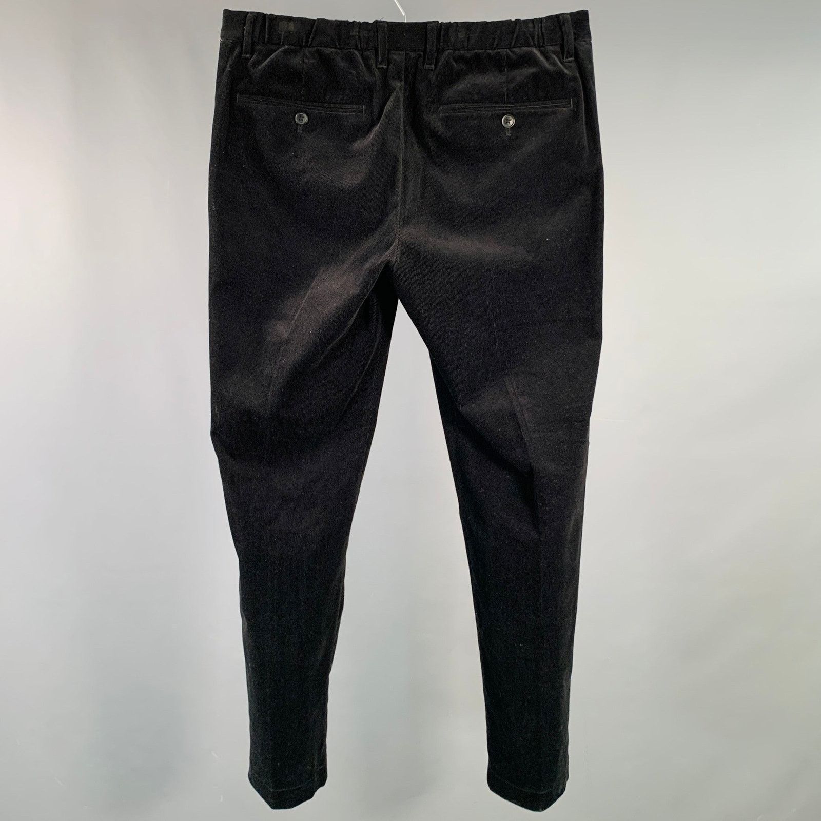 Global Work GLOBAL WORK Size L Black Corduroy Drawstring Casual Pants Size US 32 / EU 48 - 2 Thumbnail