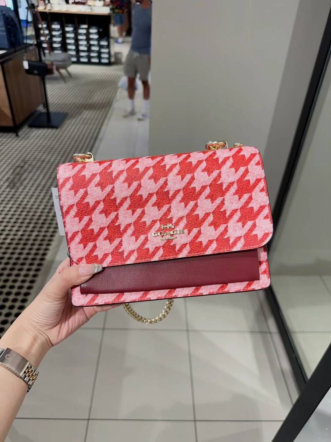 coach Klare Crossbody With Houndstooth Print cj625