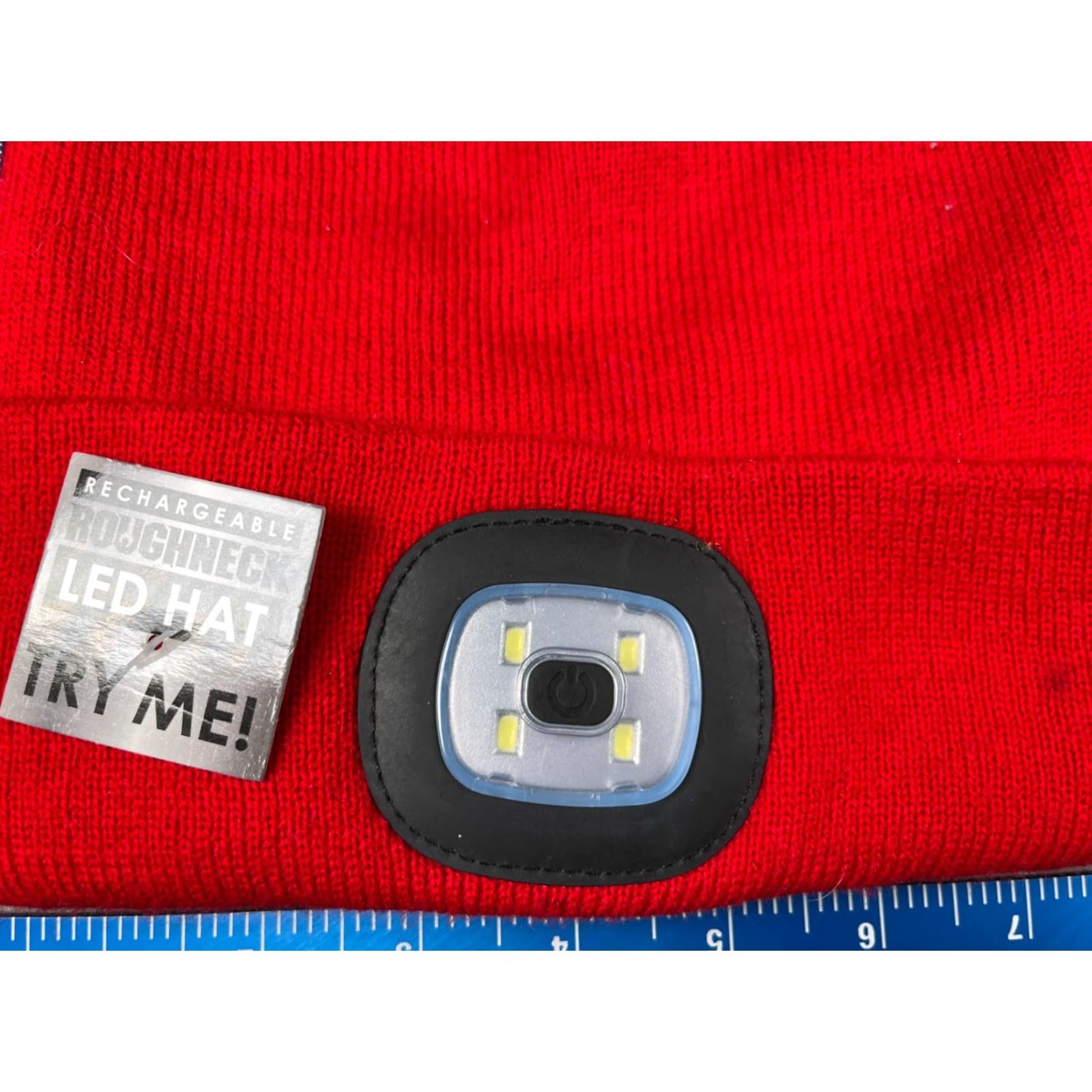 Vintage Roughneck LED Beanie Hat Adult One Size Red Knit Toque Rechargeable USB Light Camping Hunting Logo 9009 Size ONE SIZE - 2 Thumbnail