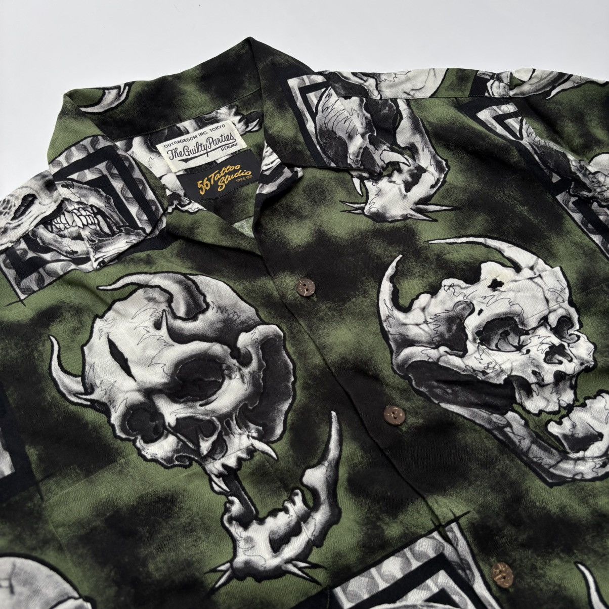 Wacko Maria WACKO MARIA Wako Maria 56 TATTOO STUDIO SKULL HAWAIIAN SHIRT Size US XL / EU 56 / 4 - 4 Thumbnail
