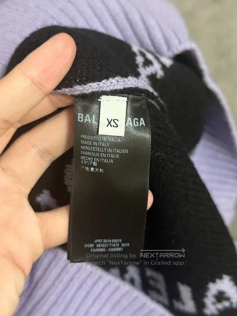 Balenciaga Balenciaga Logo All-Over Print Knit Sweater Lavender XS. Size US XS / EU 42 / 0 - 3 Thumbnail