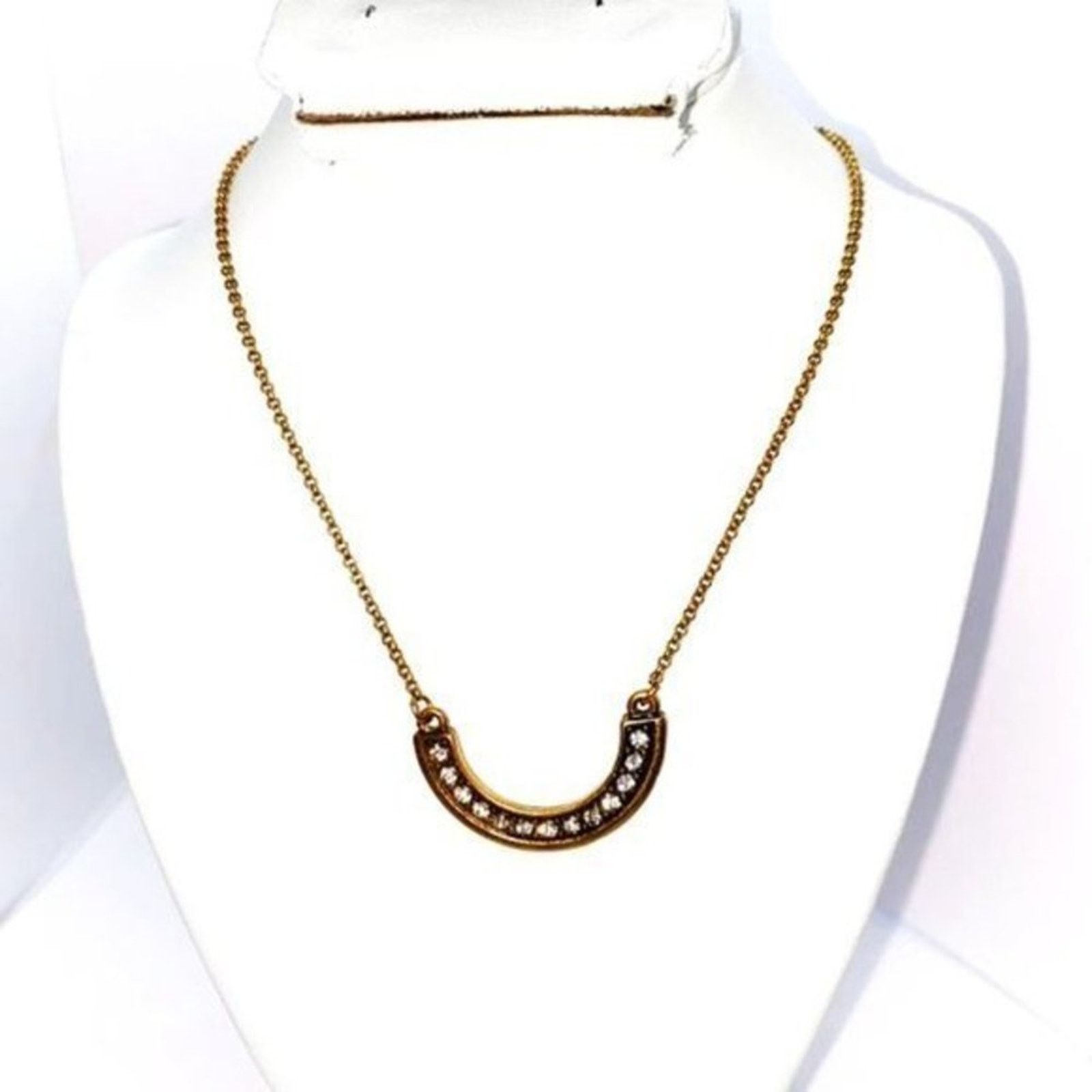 Handmade Gold-Tone Rhinestone Arch U Necklace Size ONE SIZE - 1 Thumbnail