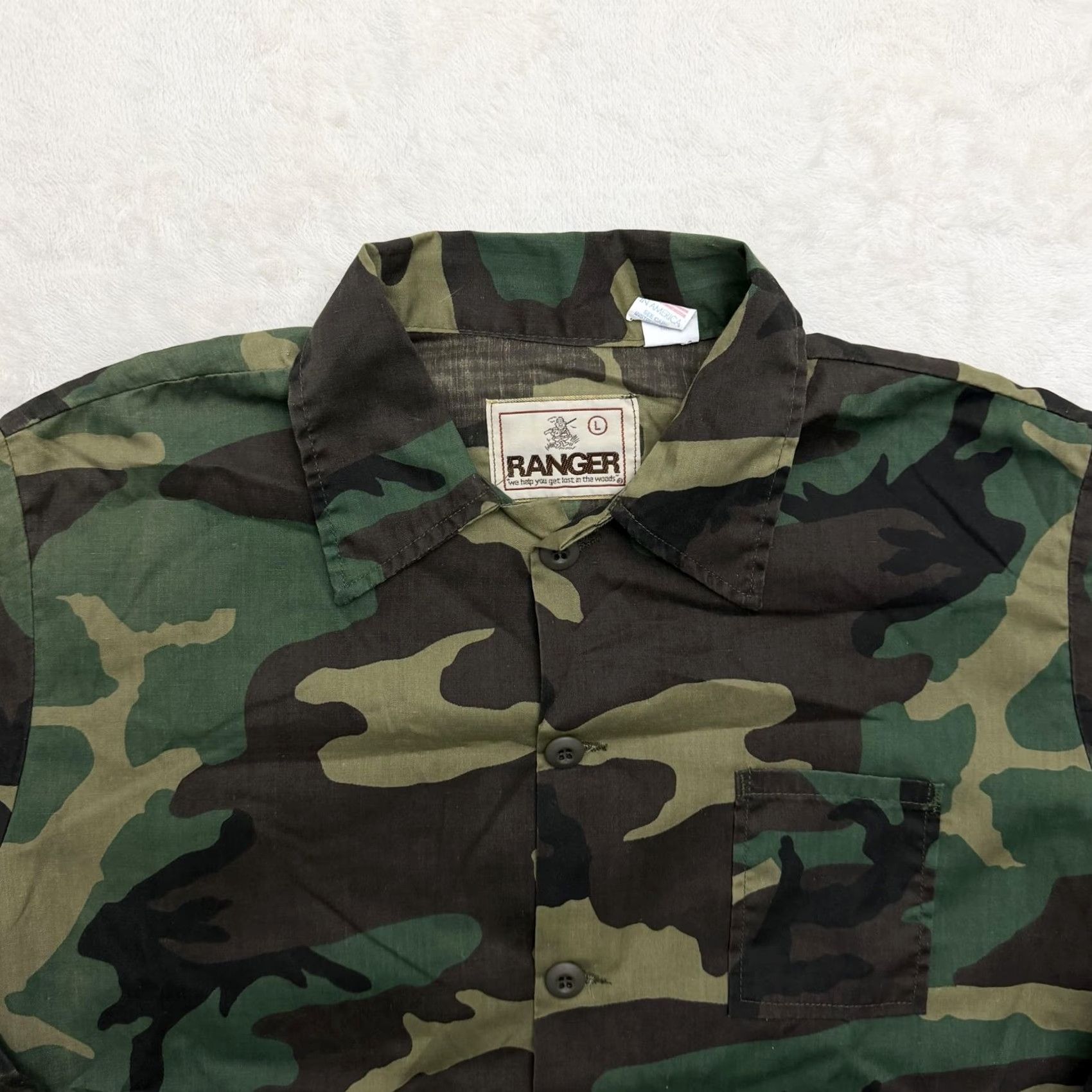 Vintage Ranger Jacket Mens Large Green Camouflage Cotton Military Lightweight USA Made Size US L / EU 52-54 / 3 - 2 Thumbnail