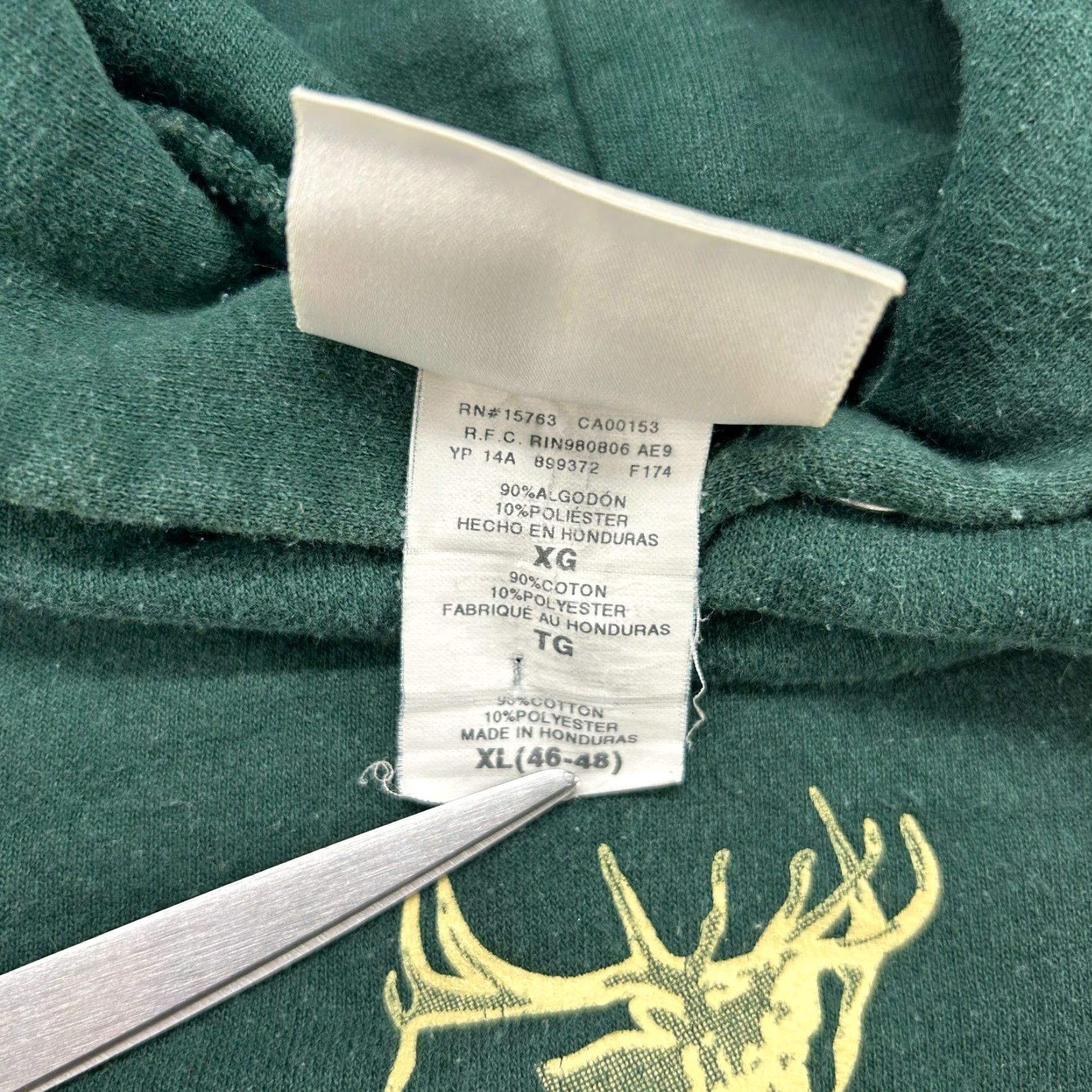 Hanes VINTAGE Hanes Hunting Hoodie Mens XL Green Camouflage Pullover Hooded Zip Fleece Polyester Winter Size US XL / EU 56 / 4 - 5 Thumbnail