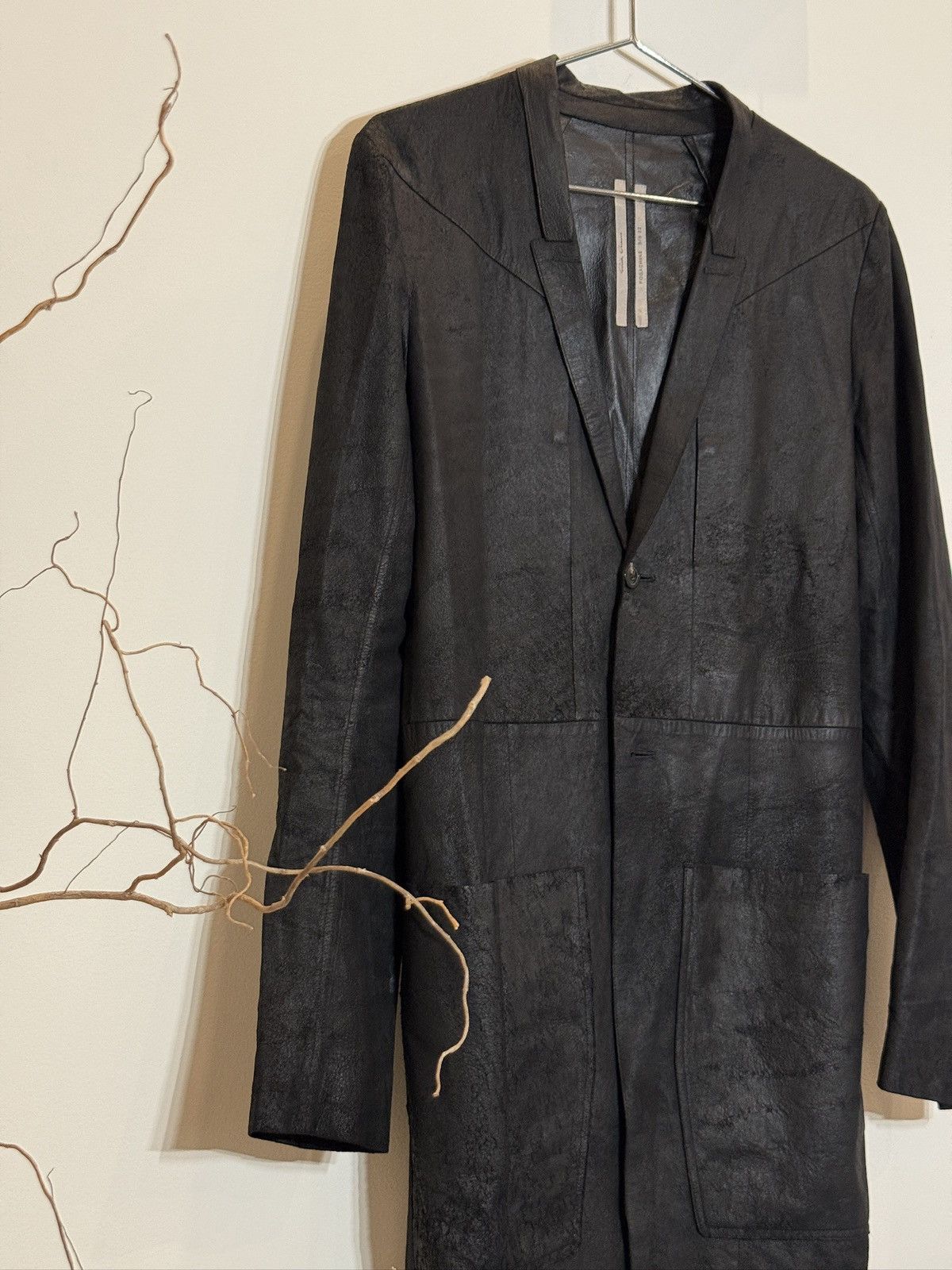 Rick Owens Leather trench coat, unlined, blistered leather Size US L / EU 52-54 / 3 - 3 Thumbnail