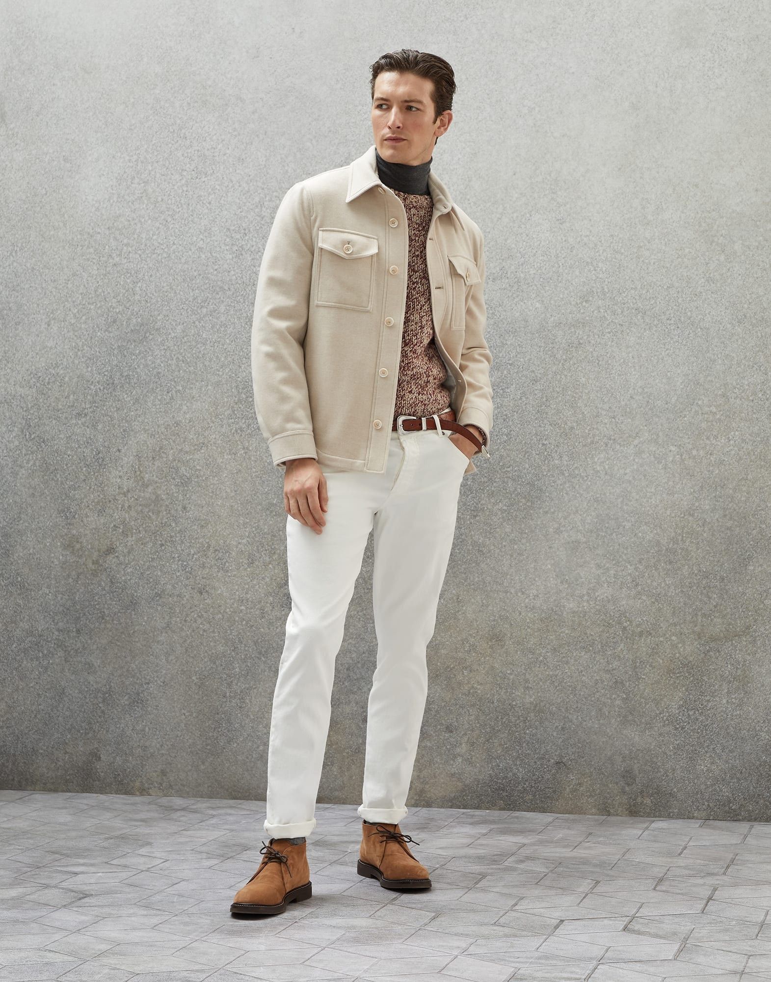 Brunello Cucinelli o1w1db10924 Rev Wr Cash Outerwear in Light Beige Size US XXL / EU 58 / 5 - 5 Thumbnail