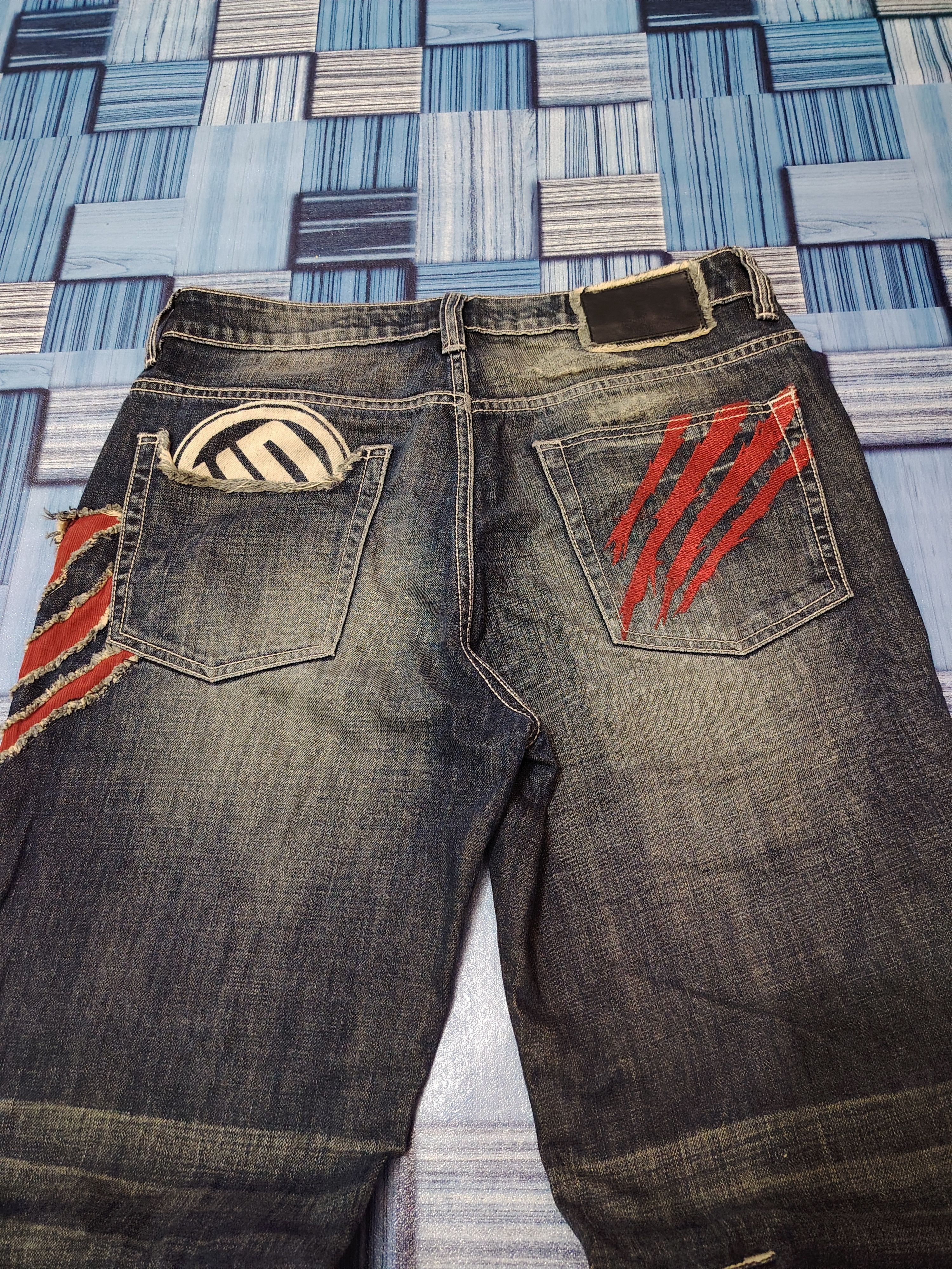 Japanese Brand Distressed denim osaka big train flared jeans Size US 31 - 16 Thumbnail